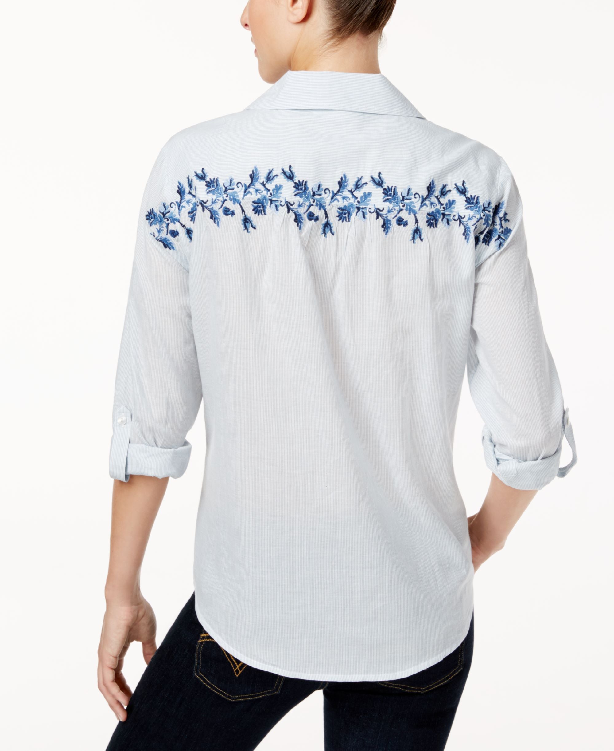 Style & Co Vineyard Coast Cotton Embroidered Shirt