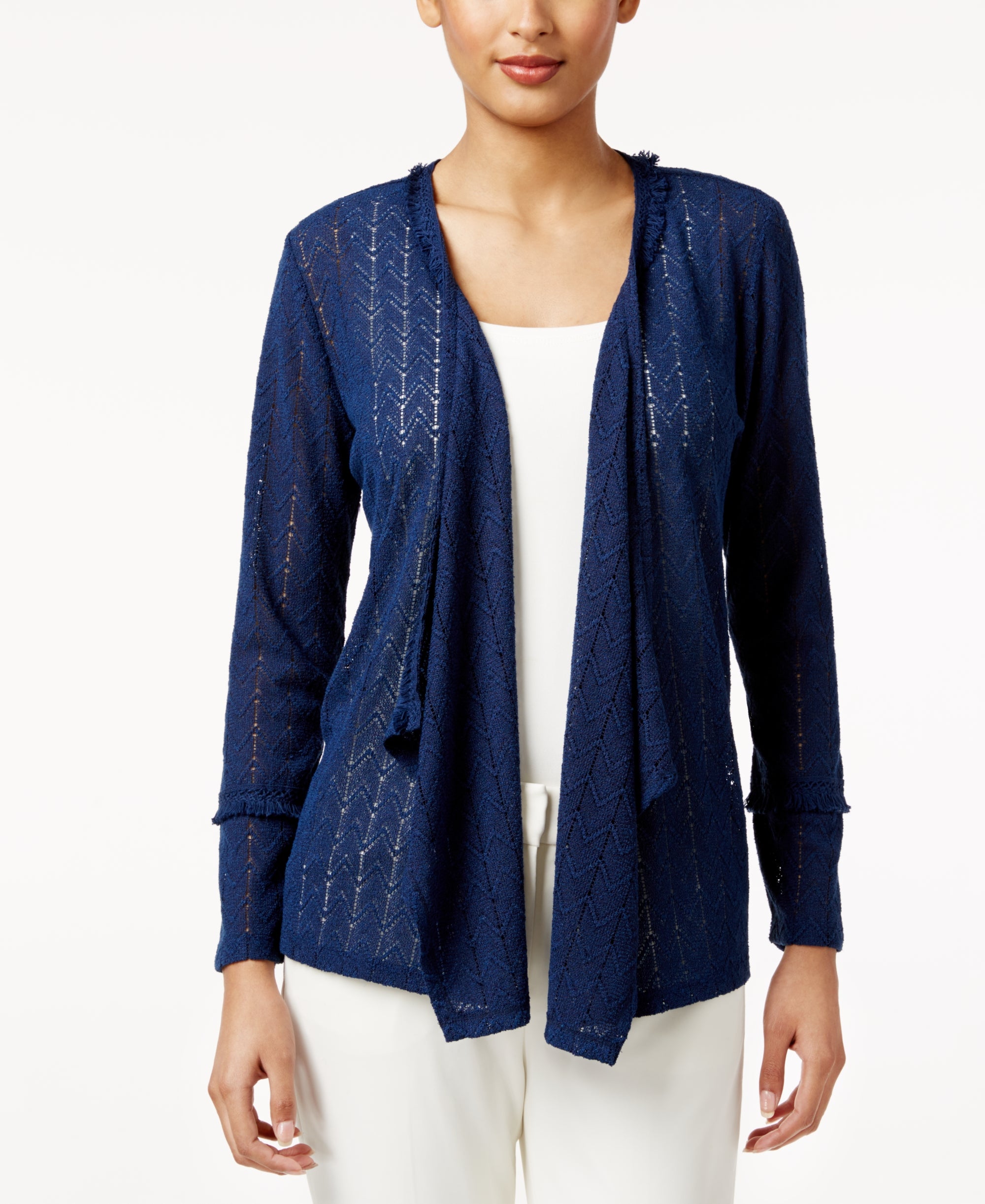 Style & Co Petite Drape-Front Cozy Knit Cardigan