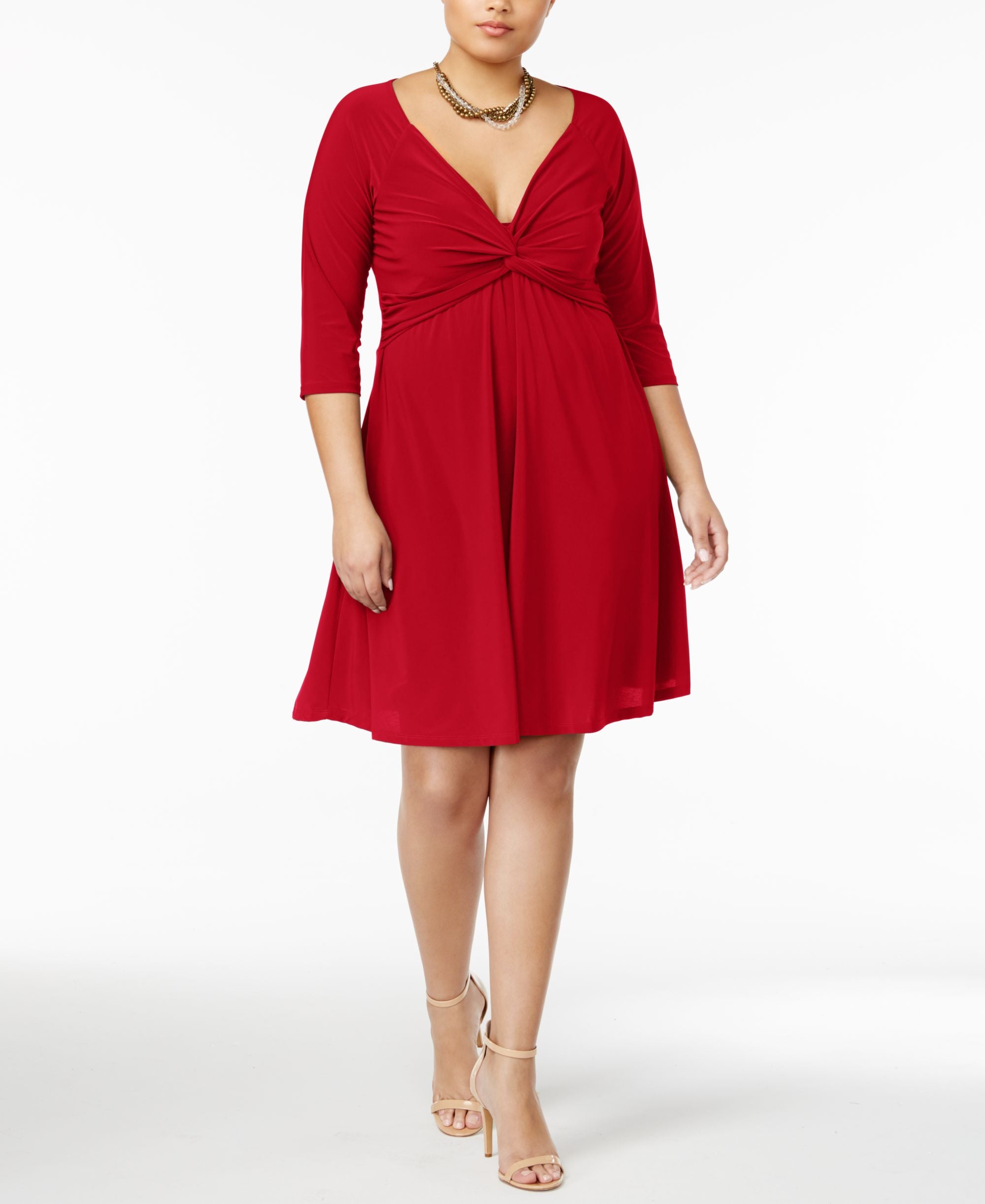 Love Squared Trendy Plus Size Knotted Fit Flare Dress