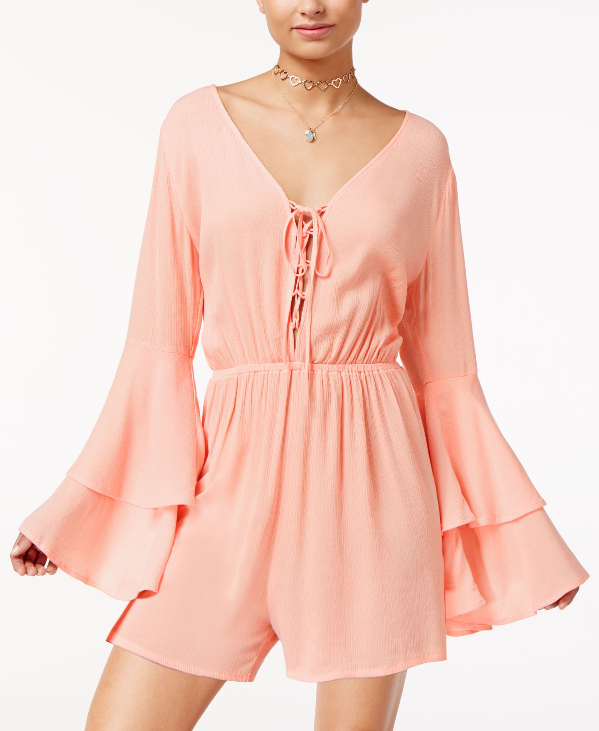American Rag Juniors Tiered Bell Sleeve Romper