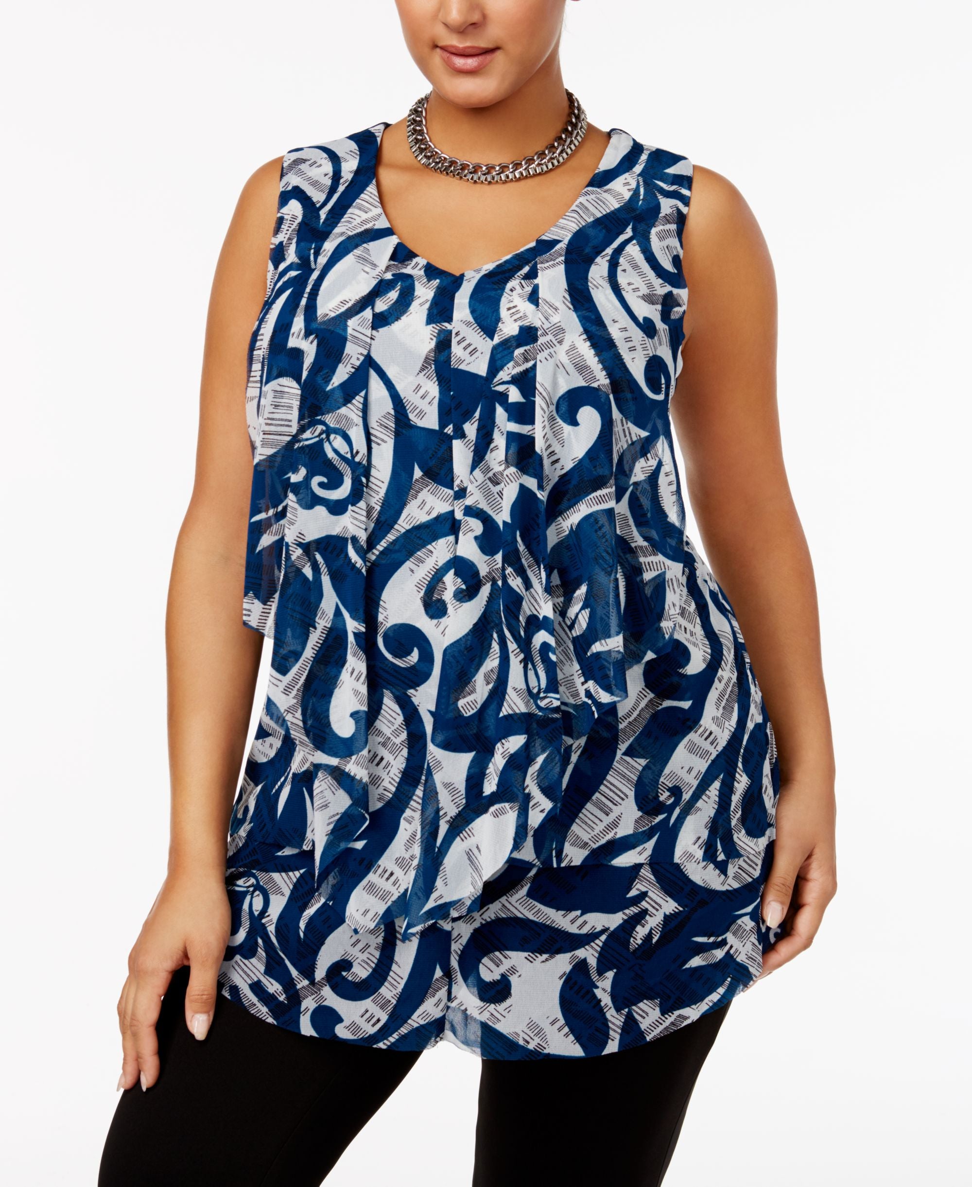 Alfani Plus Size Printed Draped Top