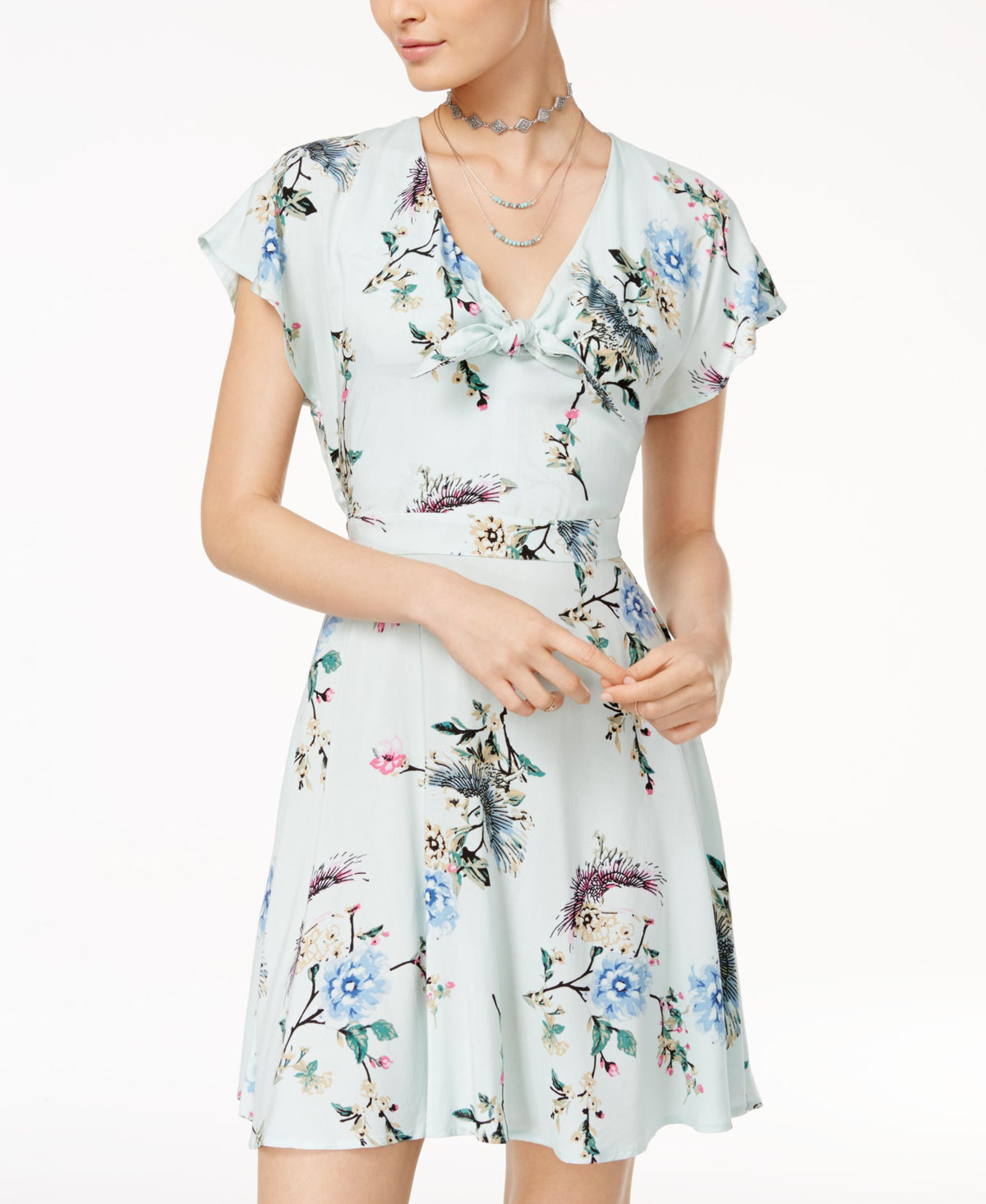 One Hart Juniors' Flutter-Sleeve Fit & Flare Dress