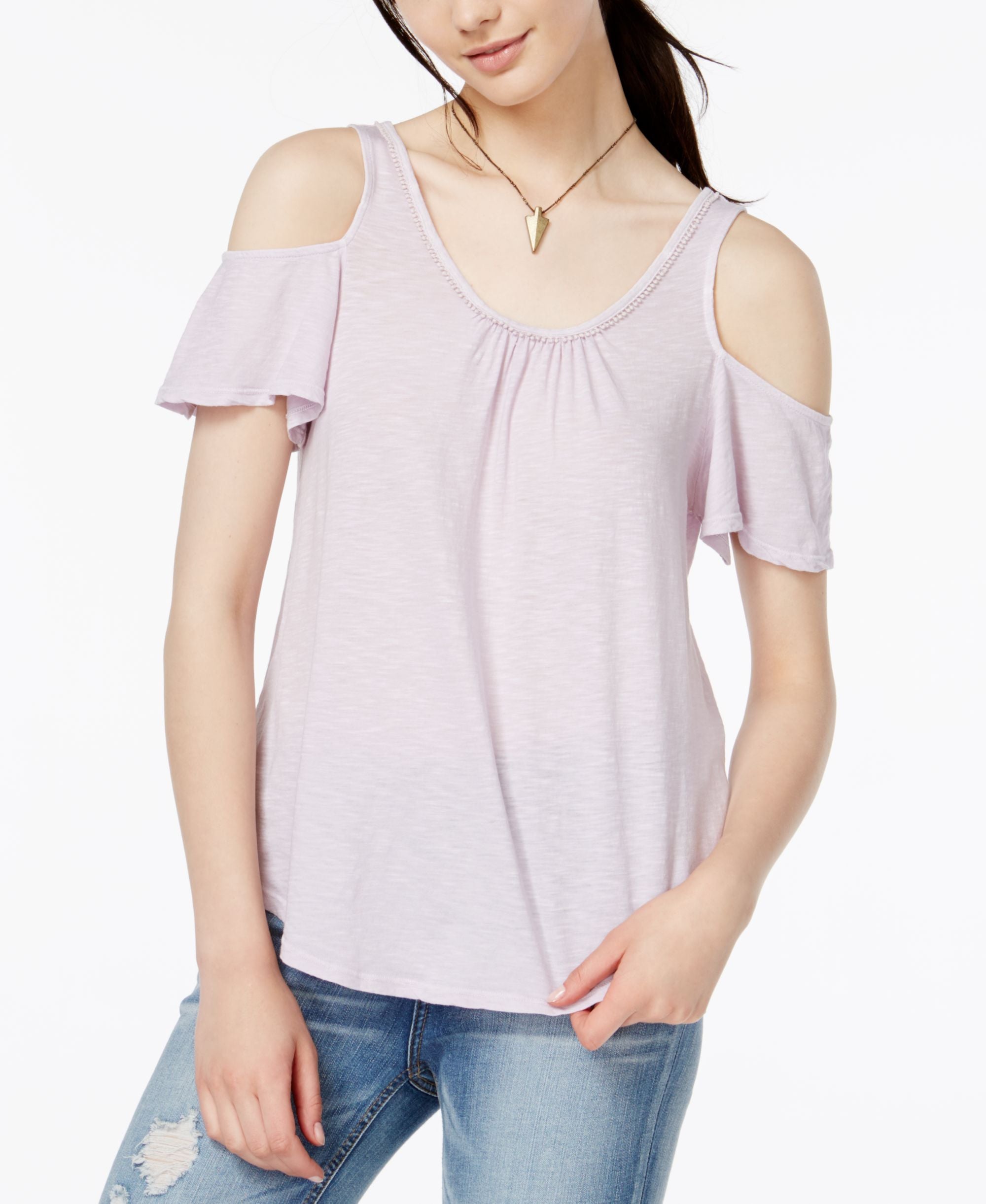 Lucky Brand Scoop Neck Cold Shoulder Top