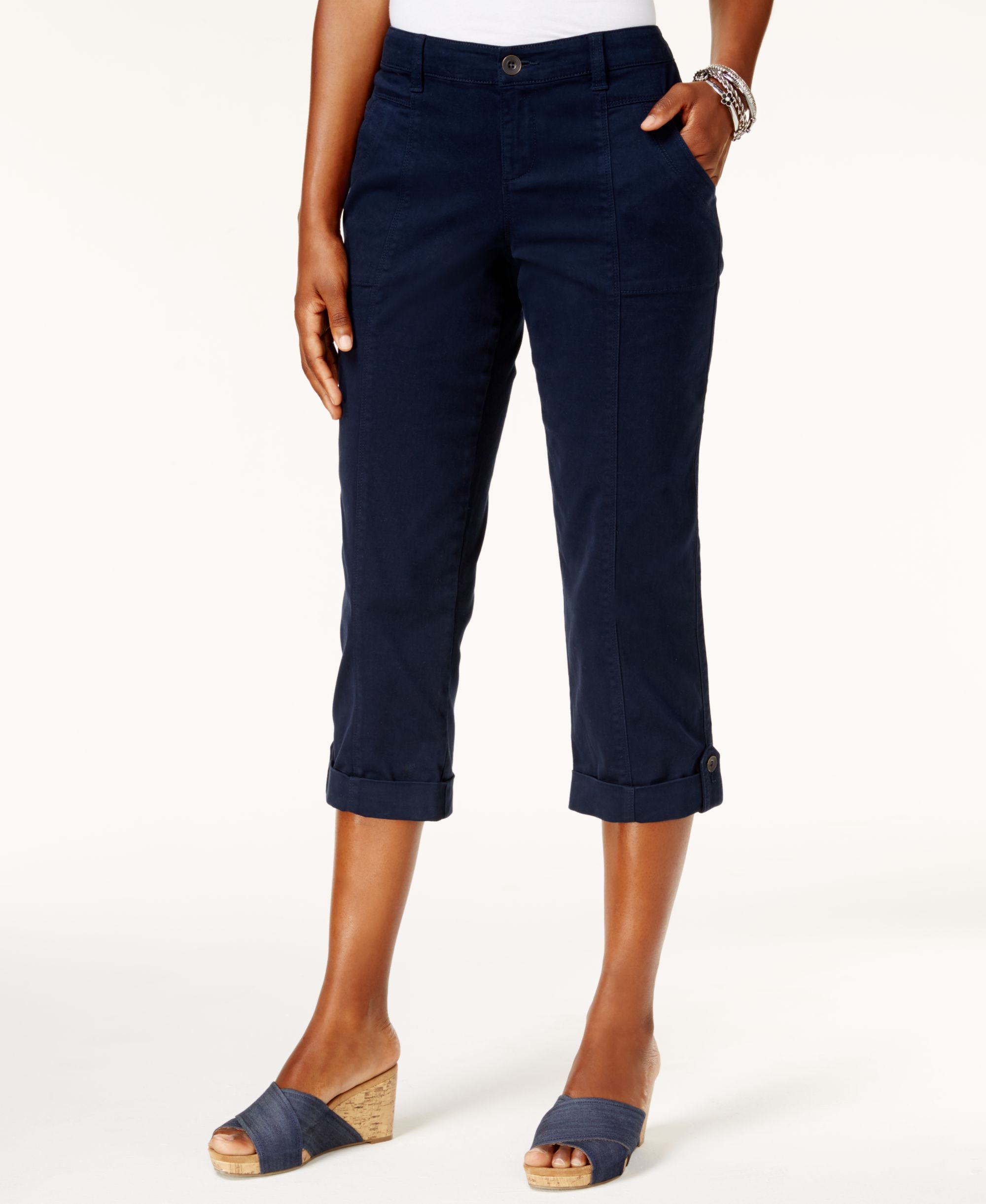 Style & Co Button Cuff Capri Pants