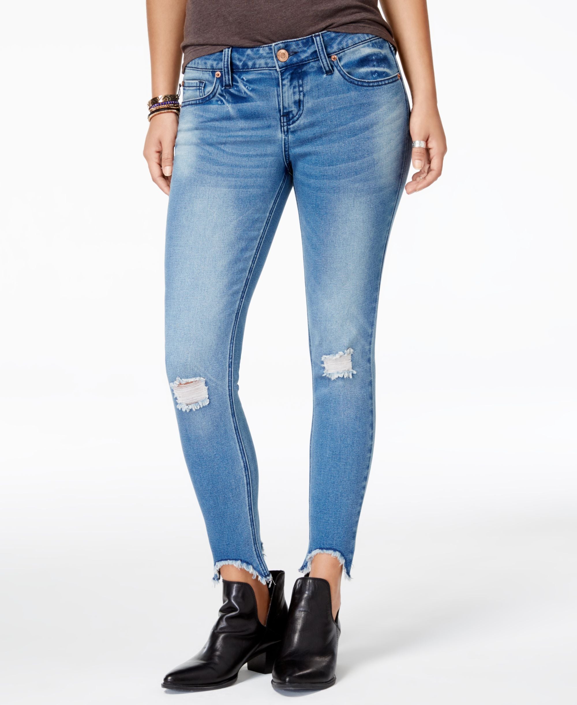 Rampage Juniors Ripped Skinny Ankle Jeans