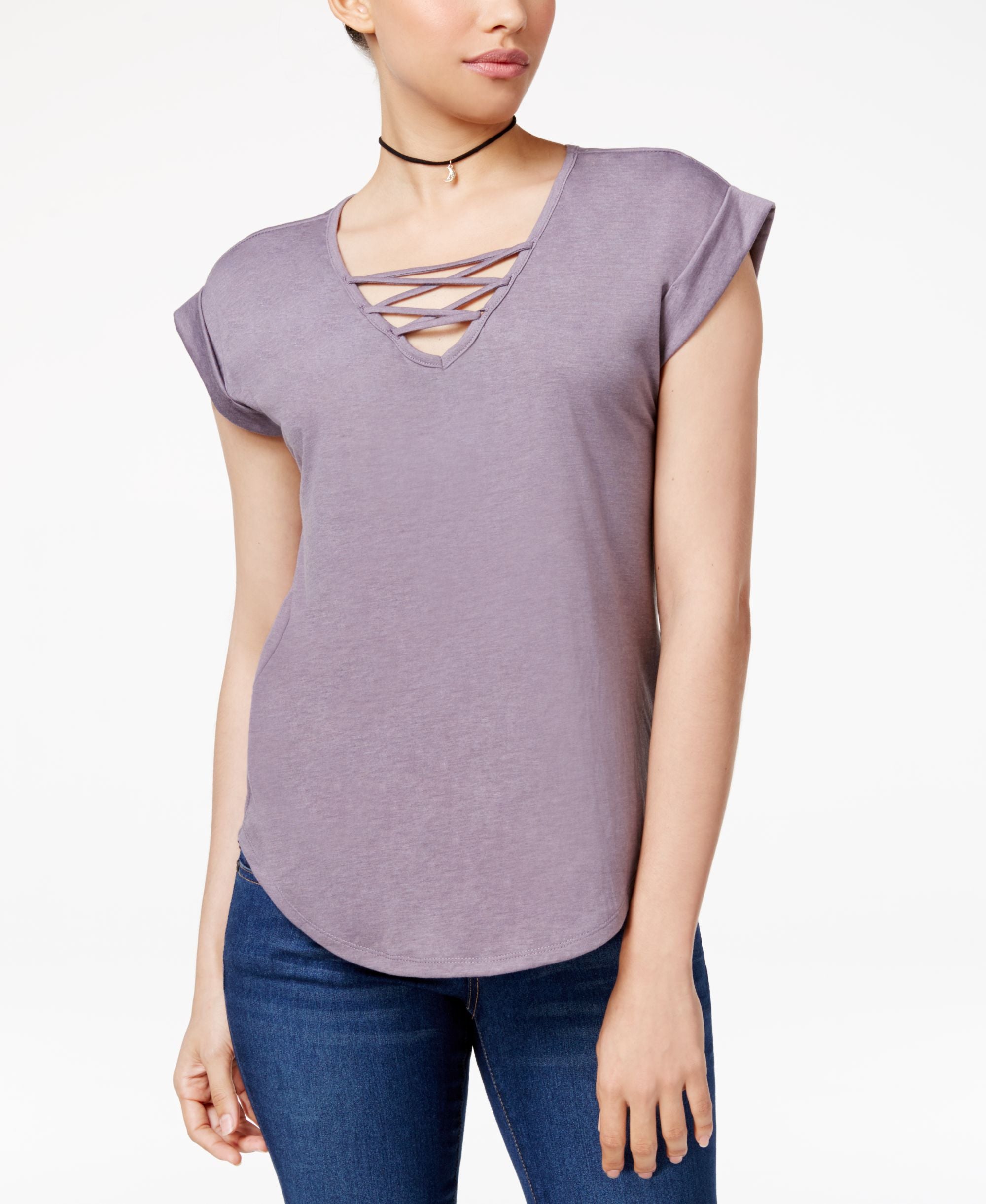 Almost Famous Juniors High Low Lace Up T-Shirt