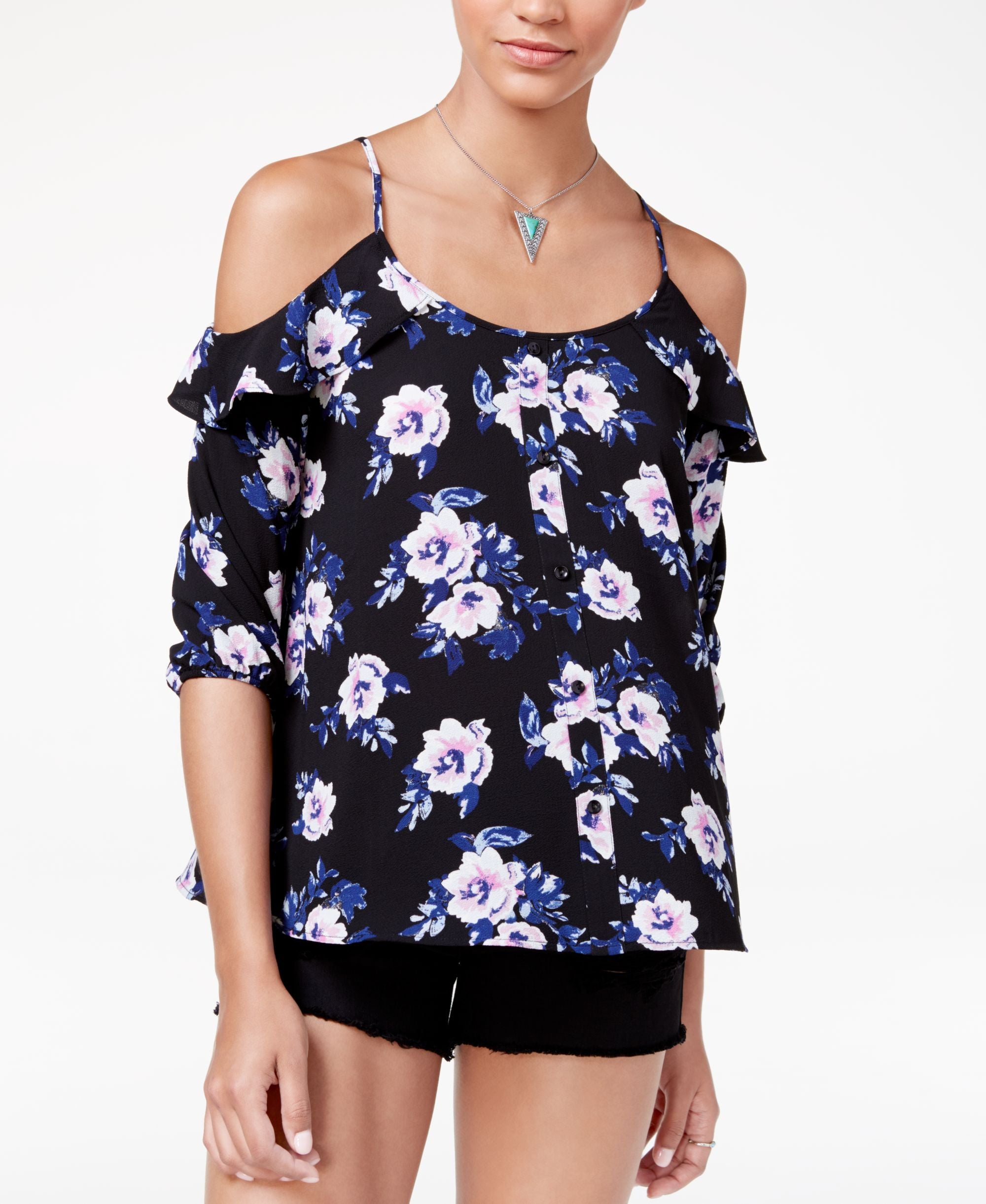 Hippie Rose Juniors Cold Shoulder Blouse