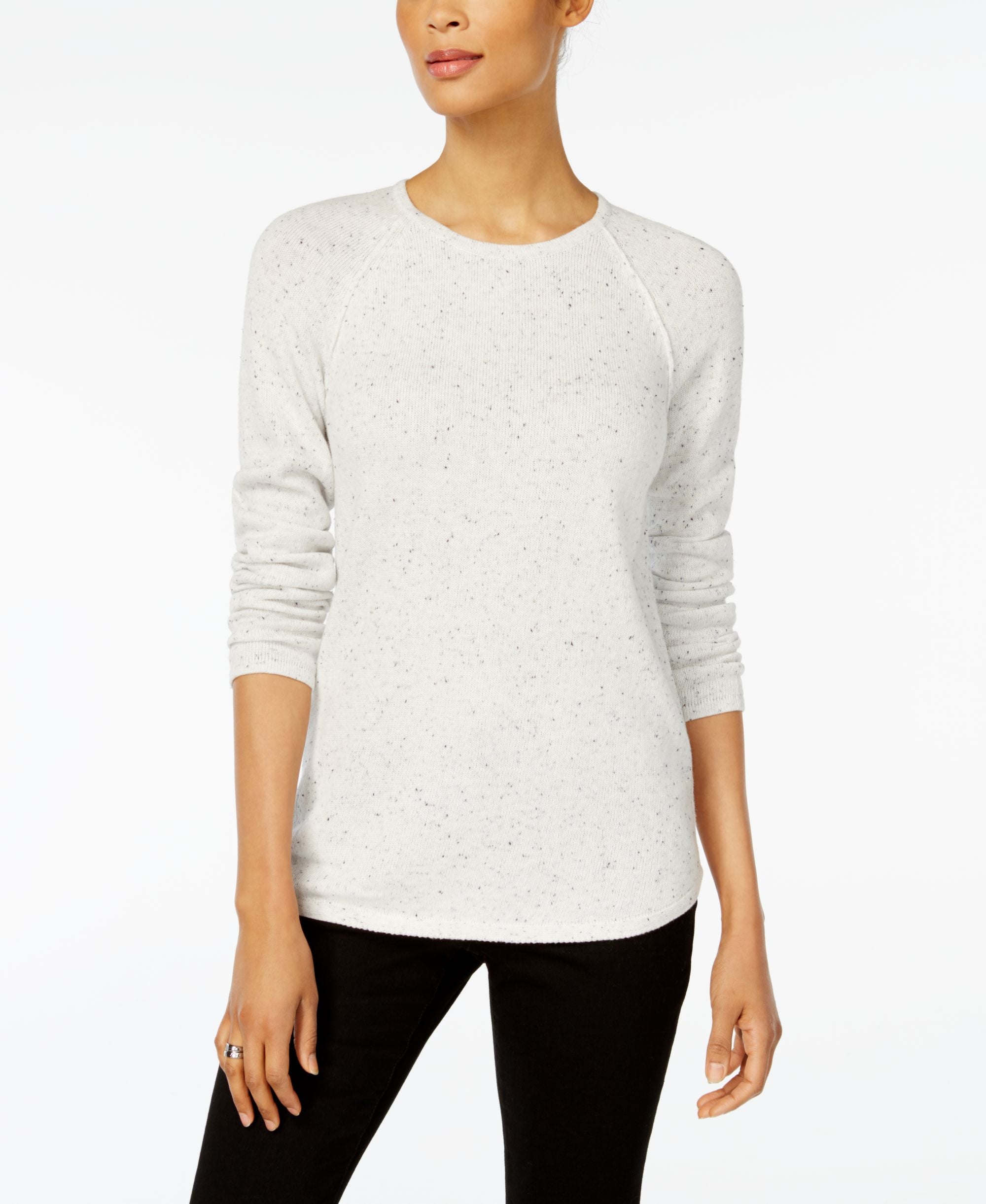 Karen Scott Textured Curved Hem Sweater