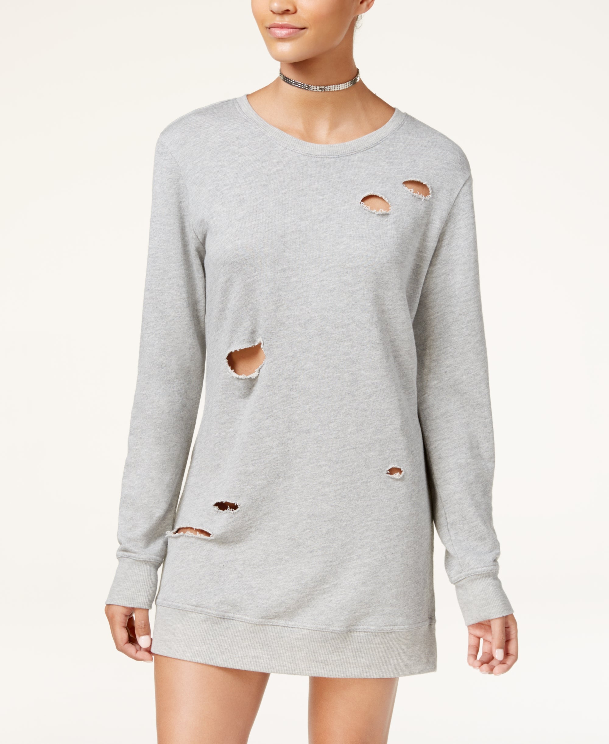 Material Girl Active Juniors' Ripped Sweatshirt Dress