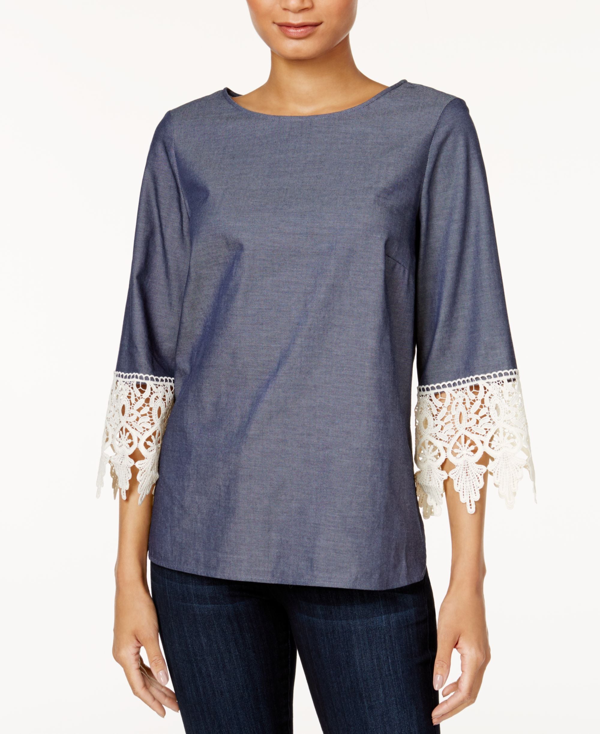 Kensie High Low Crochet Trim Top?id=4786