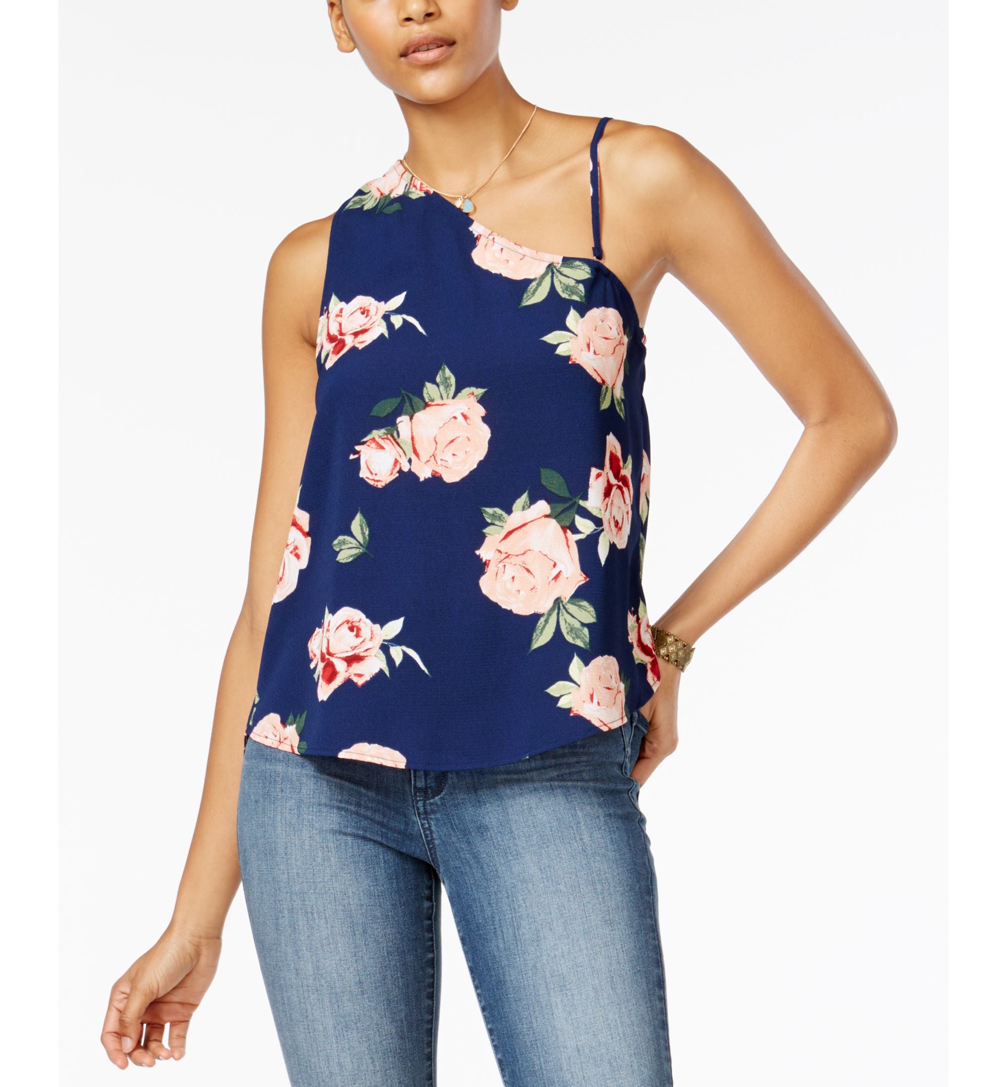 7 Sisters Juniors Printed One Shoulder Top