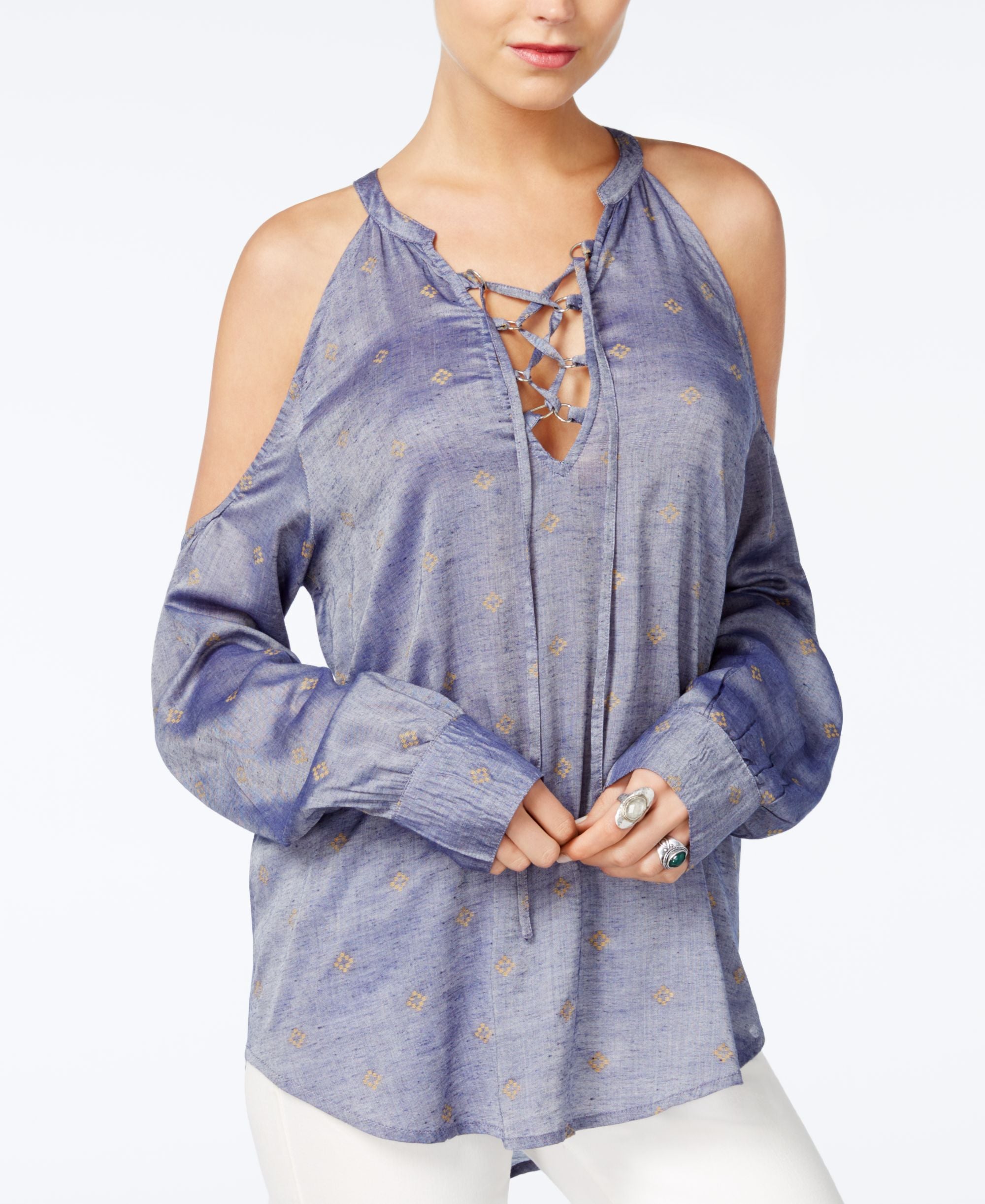 William Rast Cyrus Cotton Cold Shoulder Top