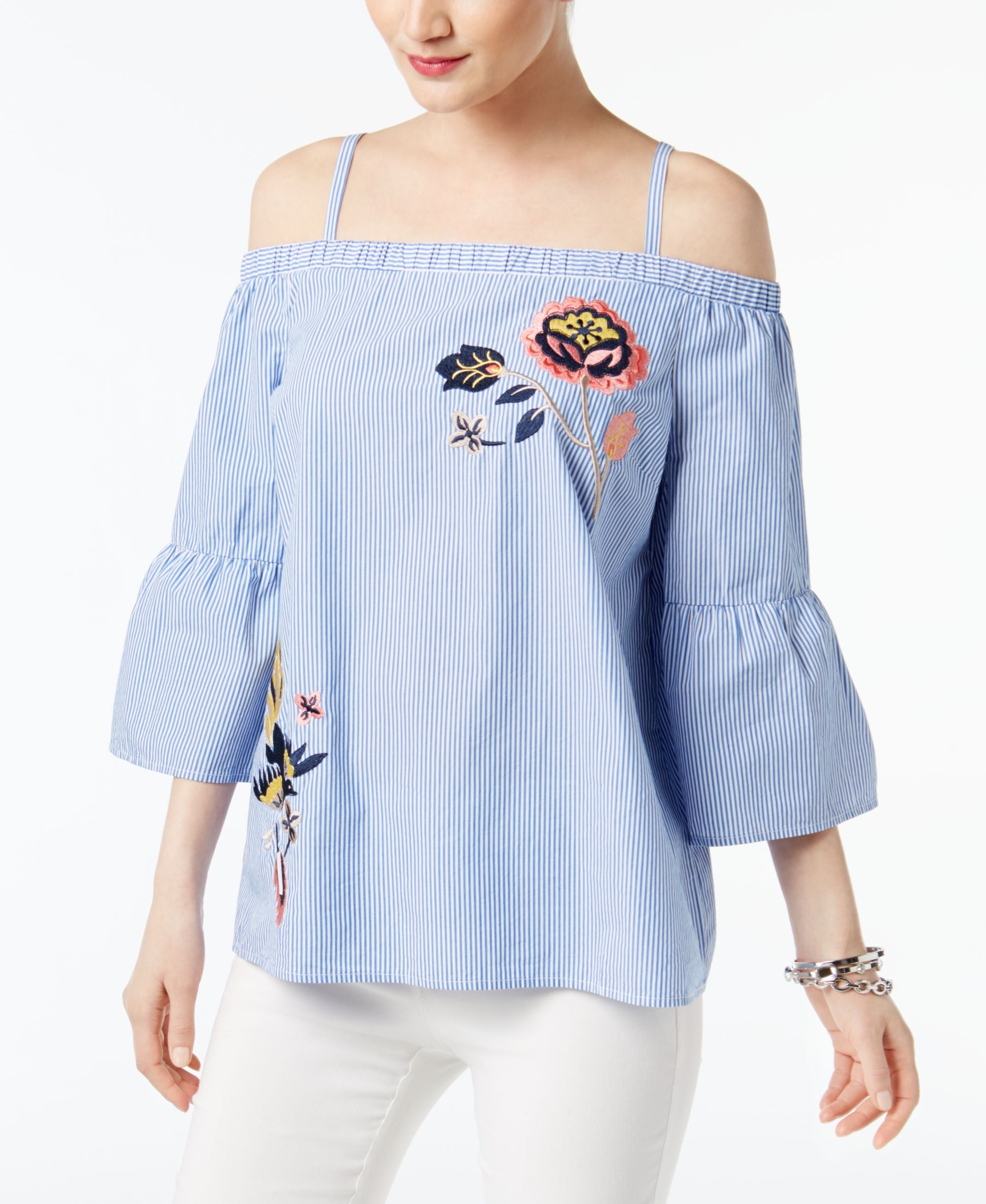 INC International Concepts Cotton Cold Shoulder Top