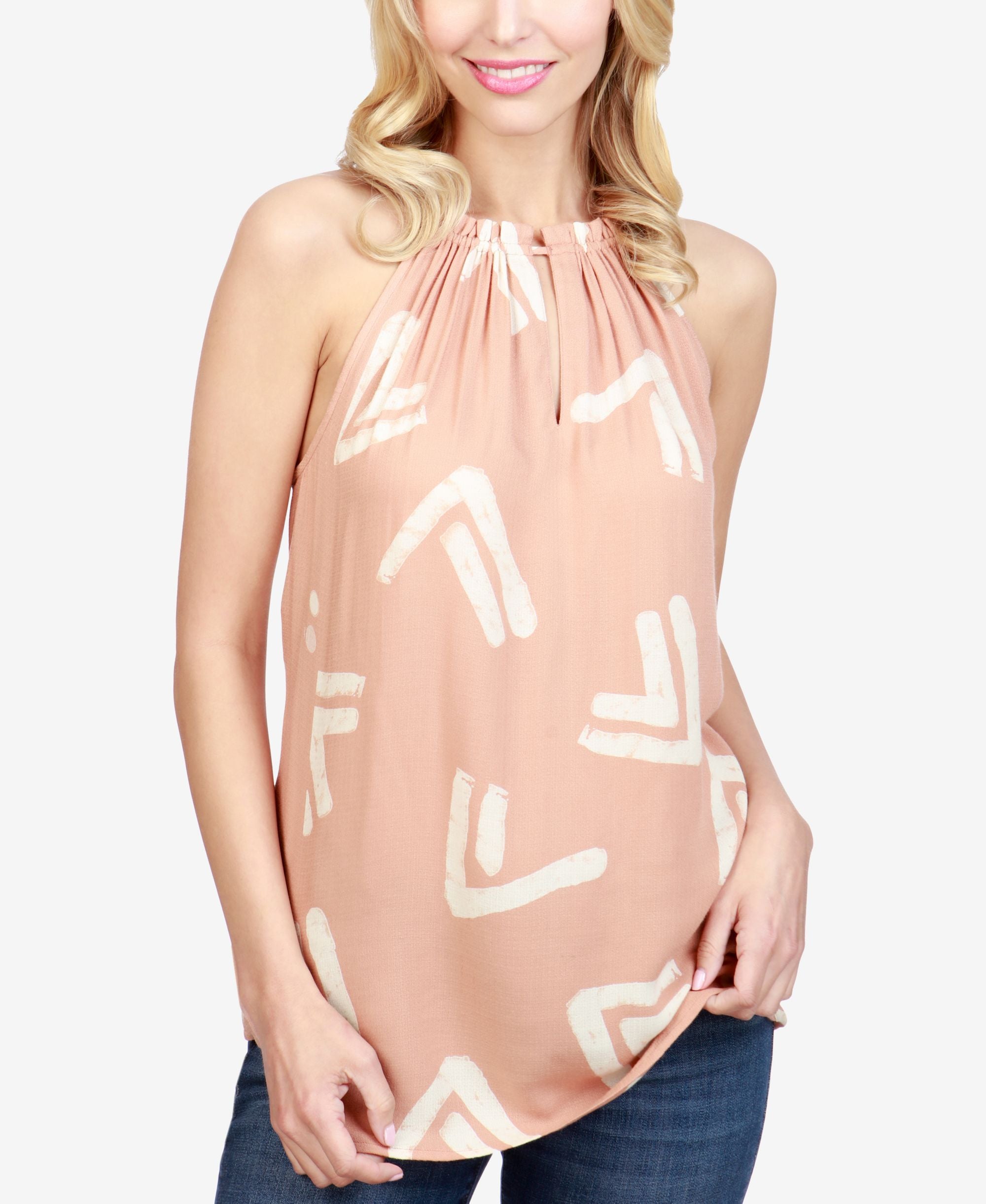 Lucky Brand Printed Keyhole Top