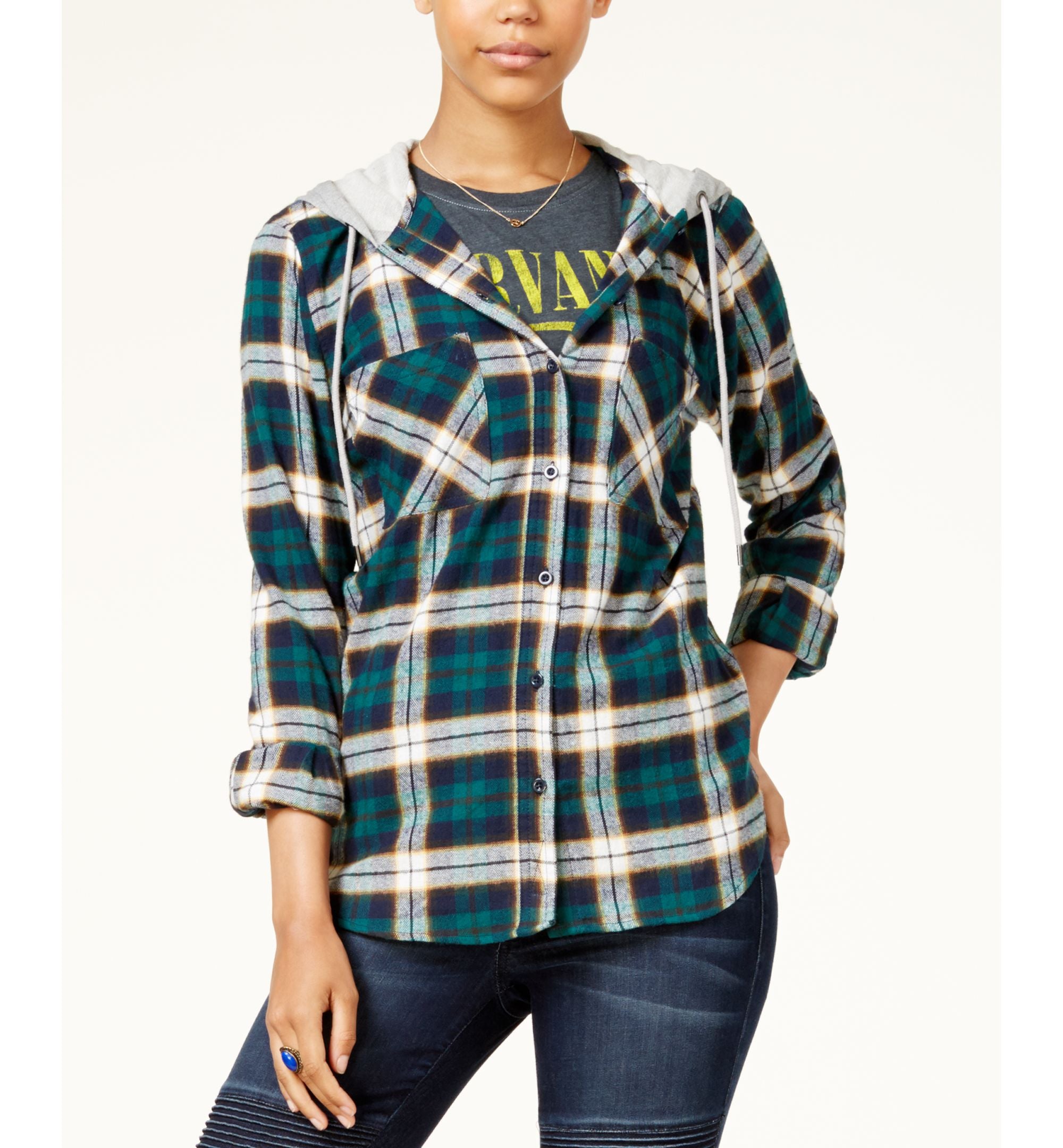 Polly Esther Juniors Plaid Hoodie