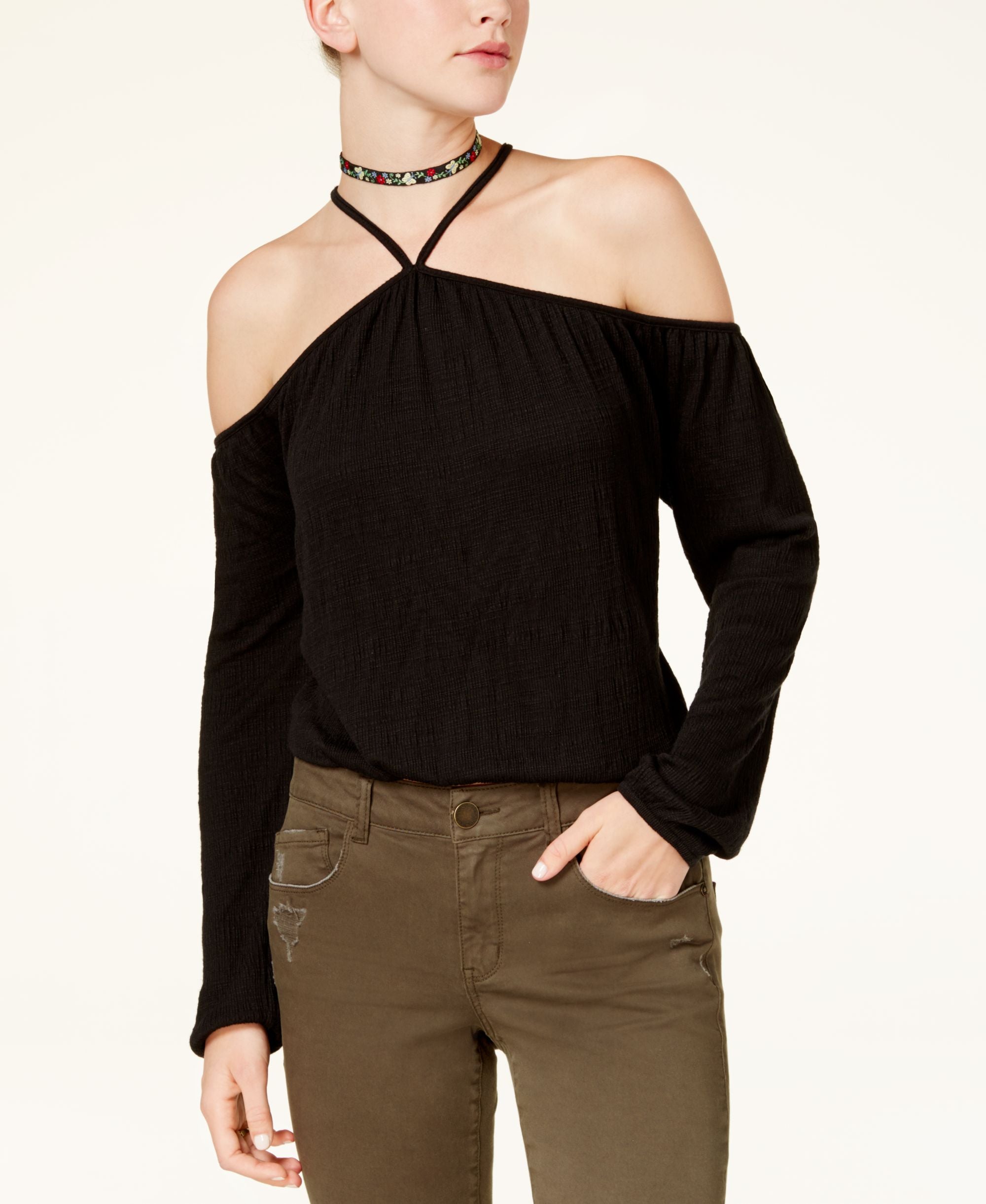 American Rag Juniors Cold Shoulder Crop Top