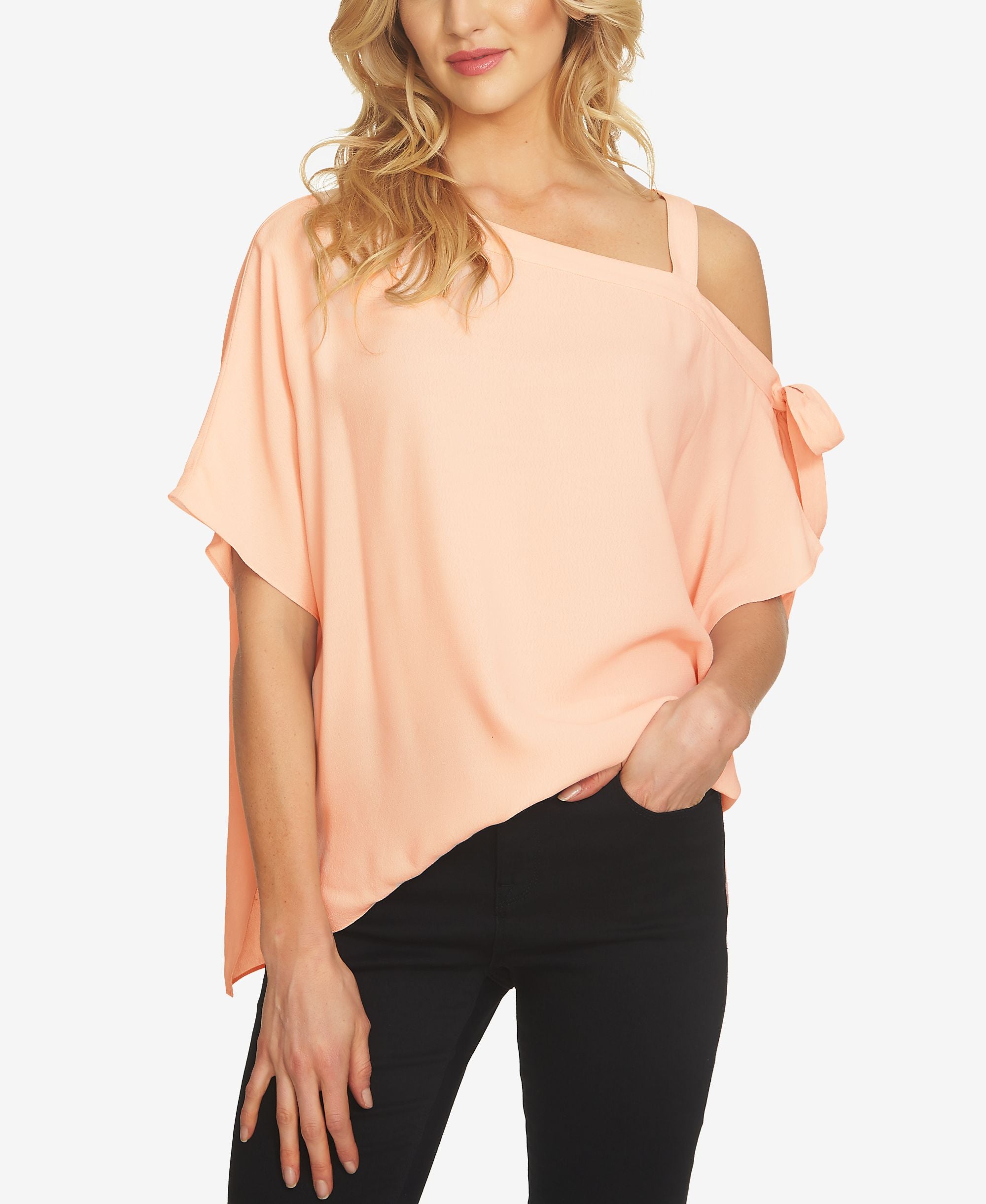 1.State One Shoulder Tie Detail Top