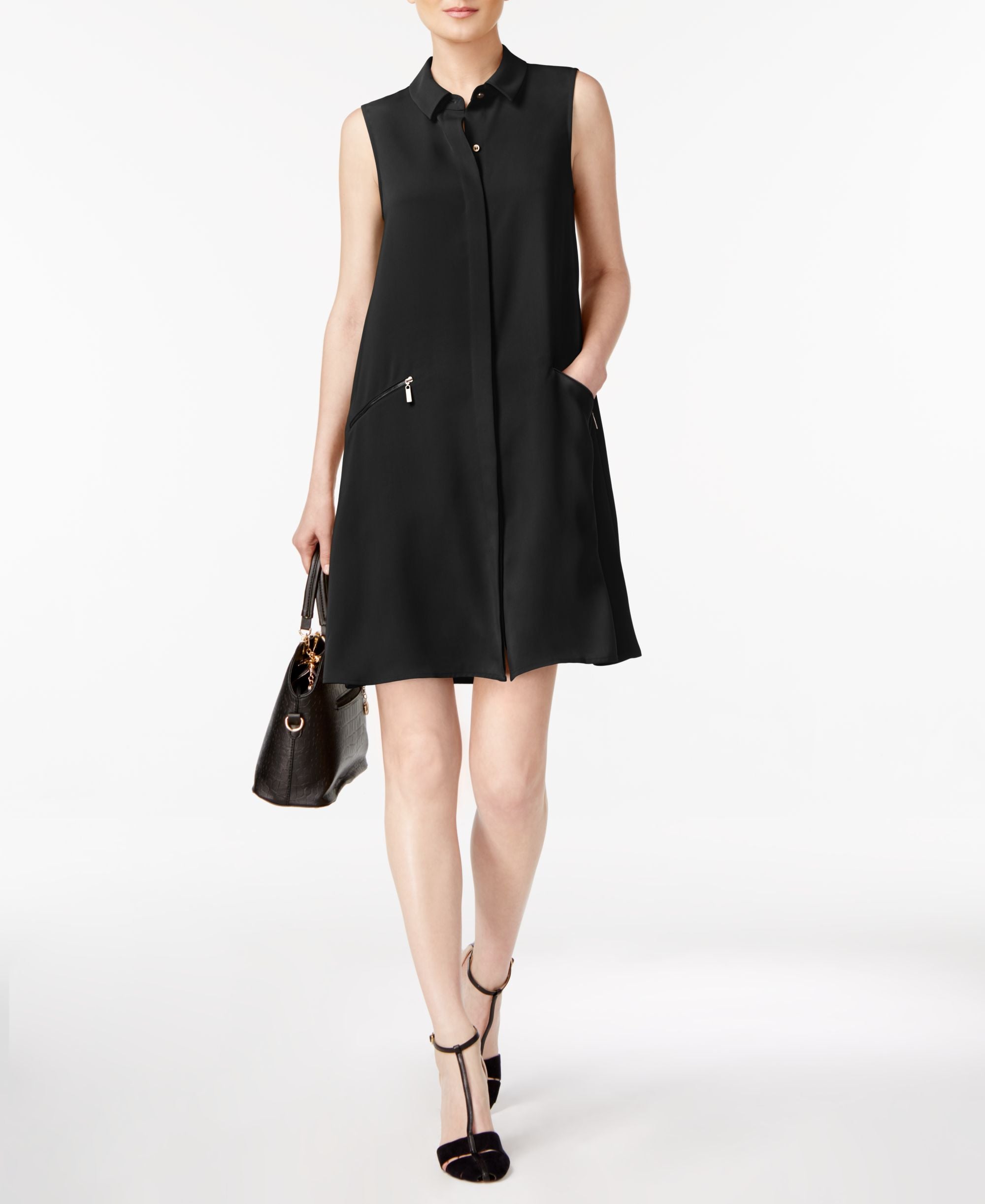 Alfani Petite Zip Pocket Shirtdress