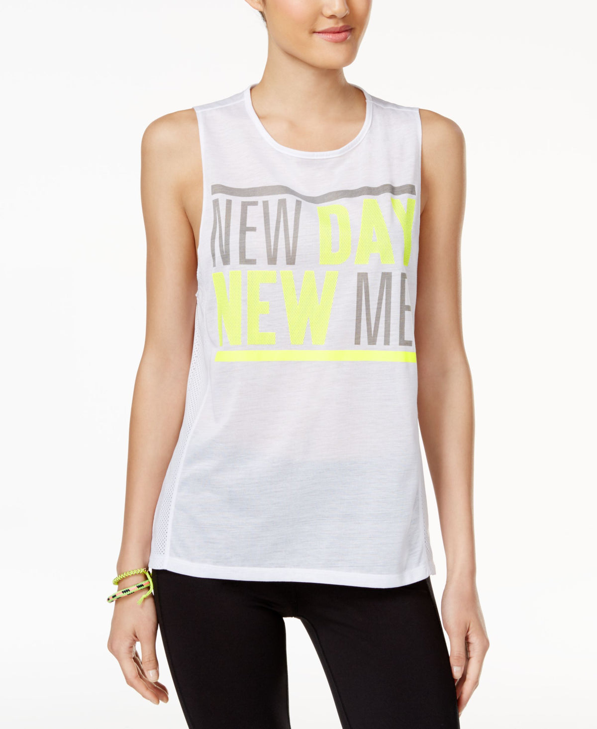 Energie Womens Juniors Harlow Fitness & Yoga Workout Tank Top Bright White M