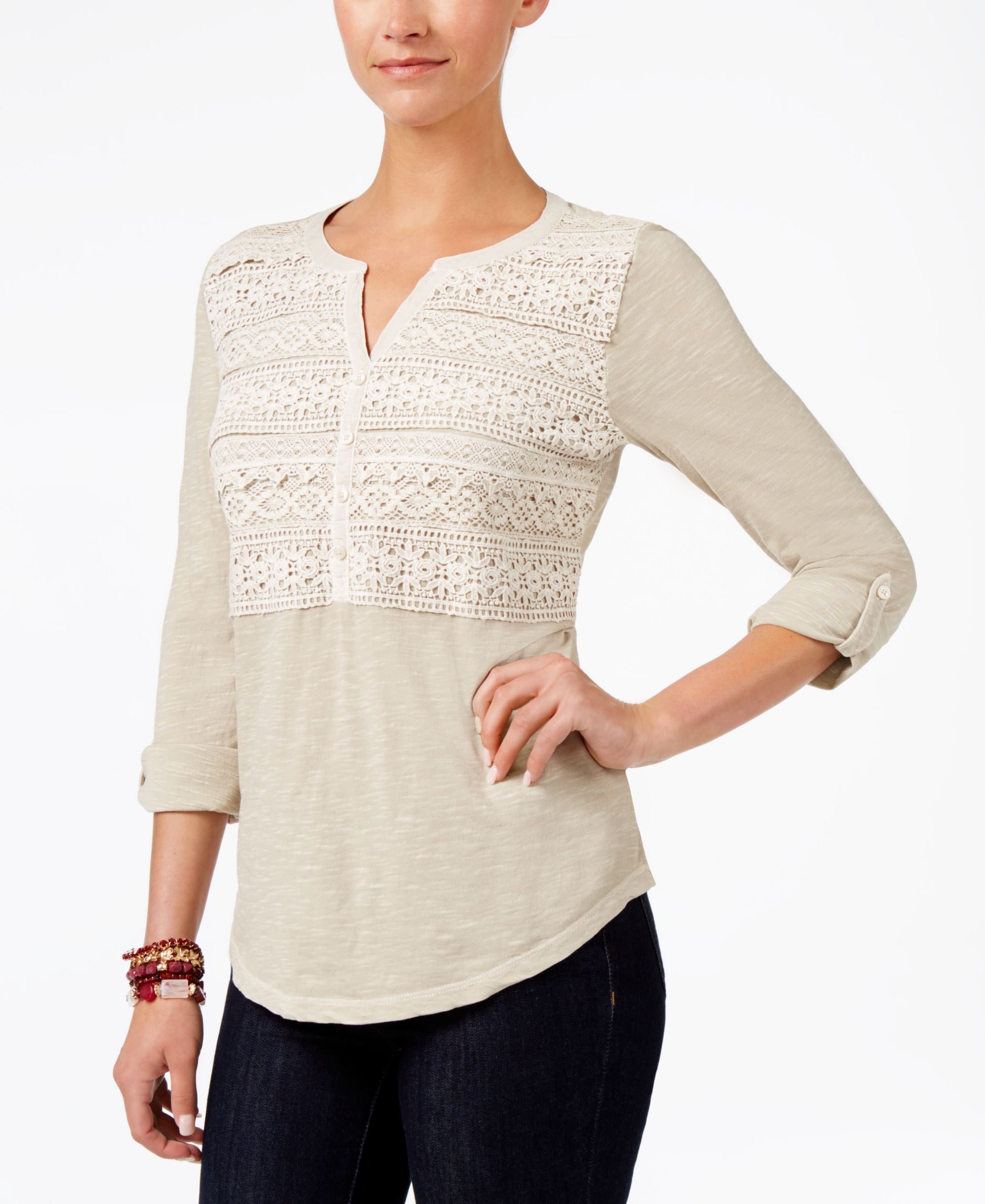 Style & Co Crochet Detail Top