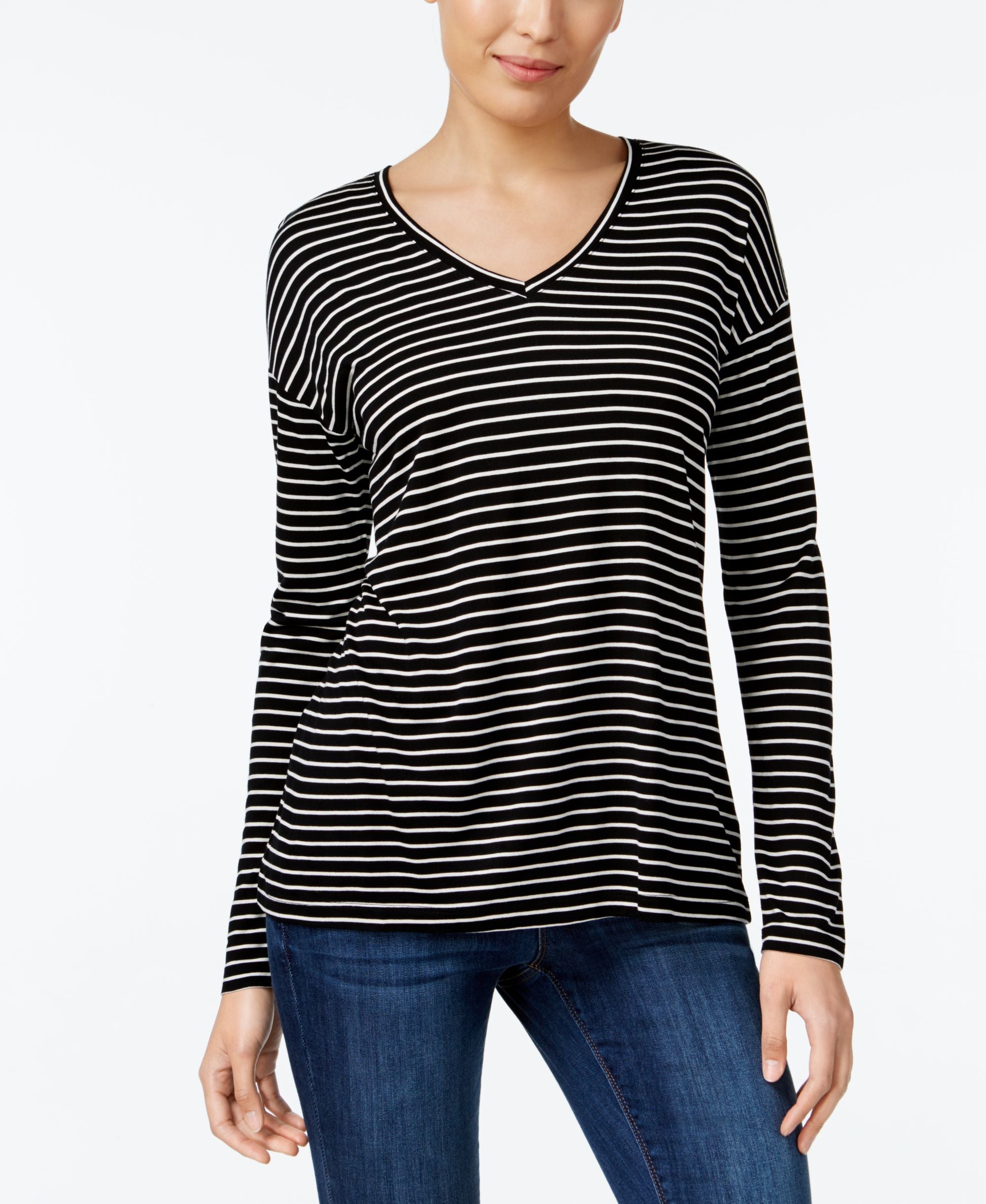 Style & Co Striped Long Sleeve T-Shirt