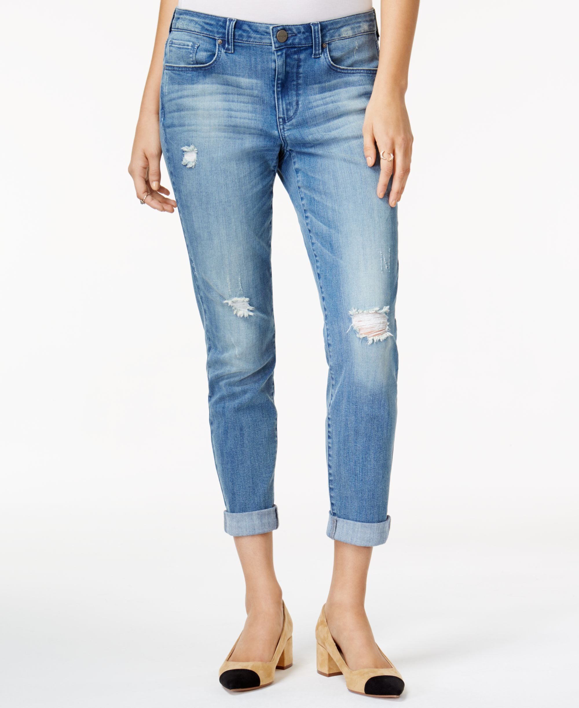 Maison Jules Ripped Slim Boyfriend Jeans