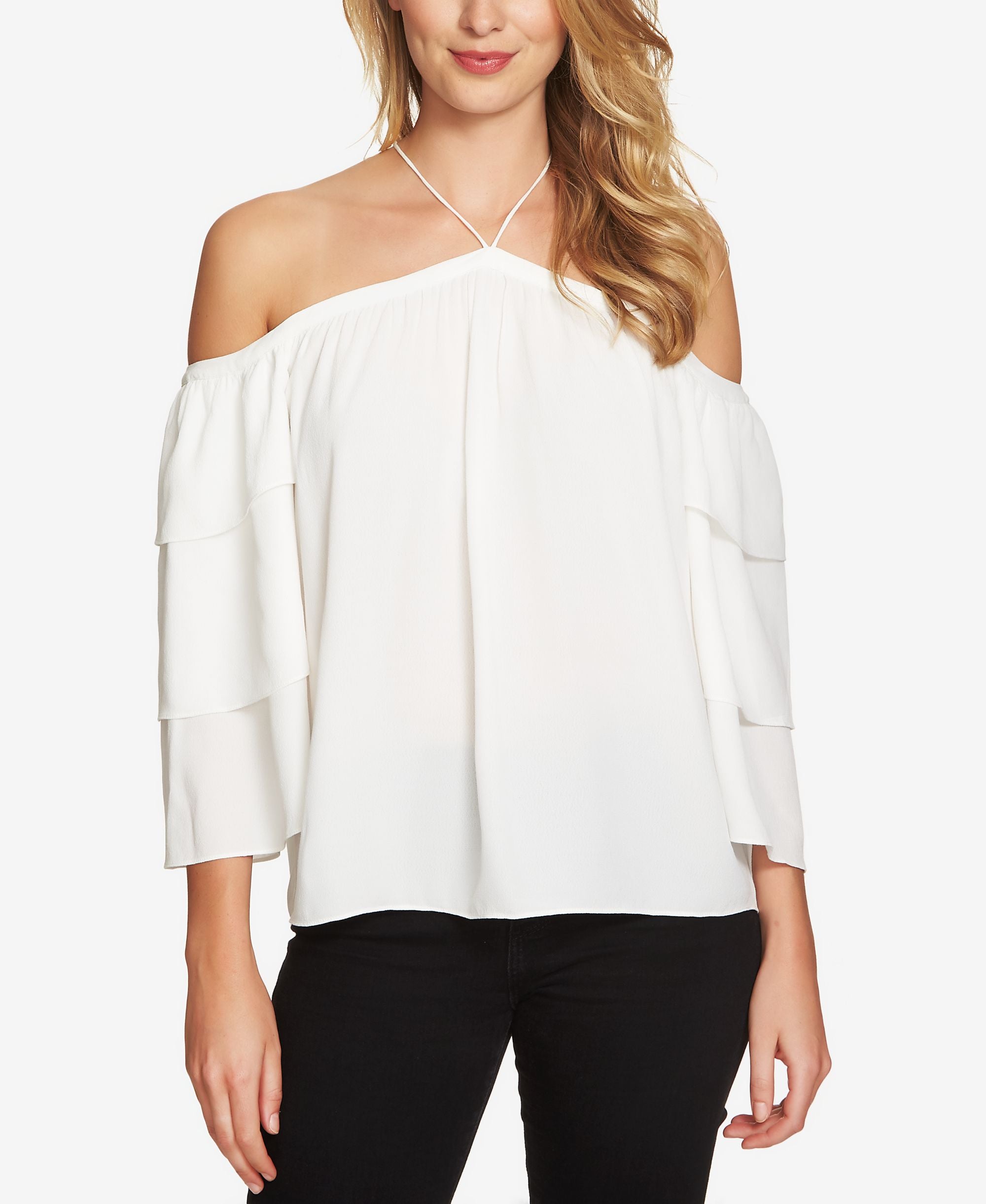 1.State Off The Shoulder Tiered Sleeve Top