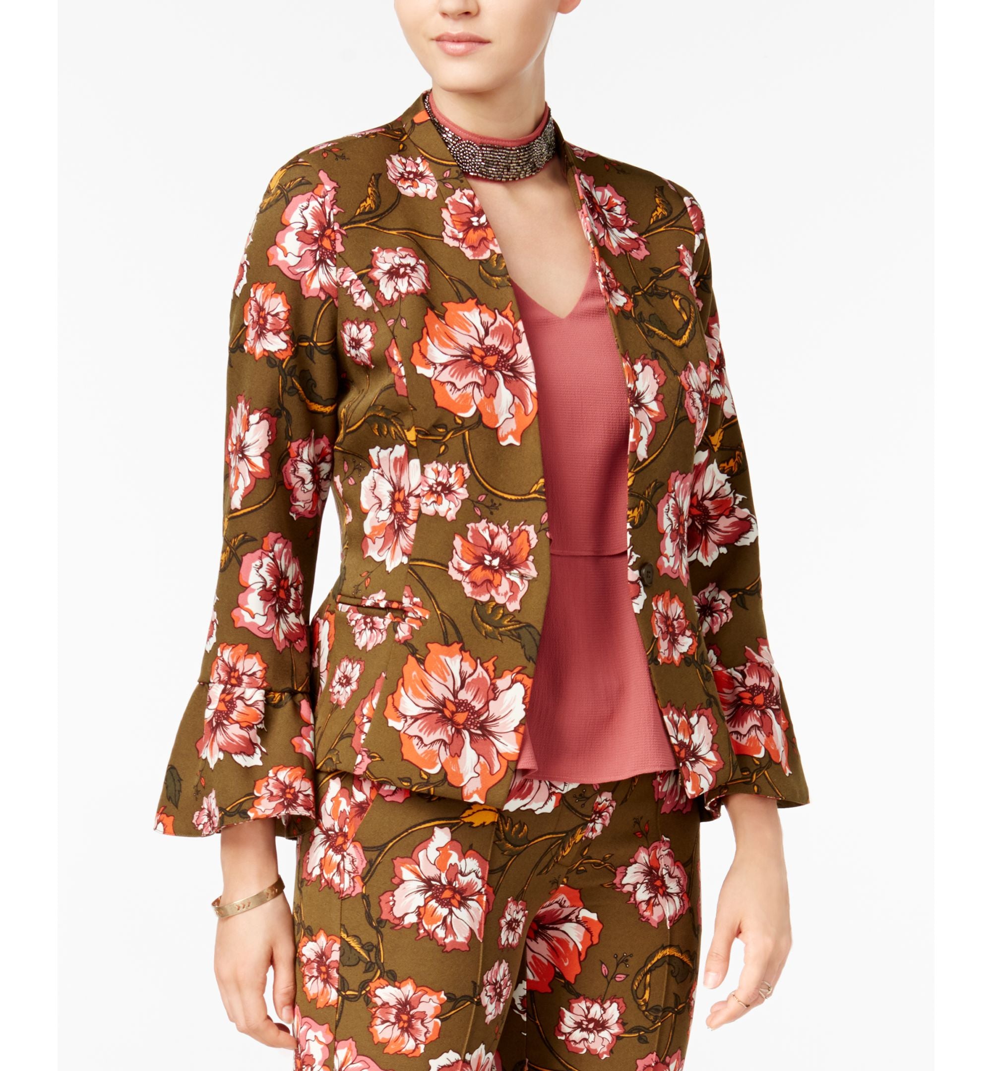XOXO Juniors Printed Ruffle Sleeve Jacket