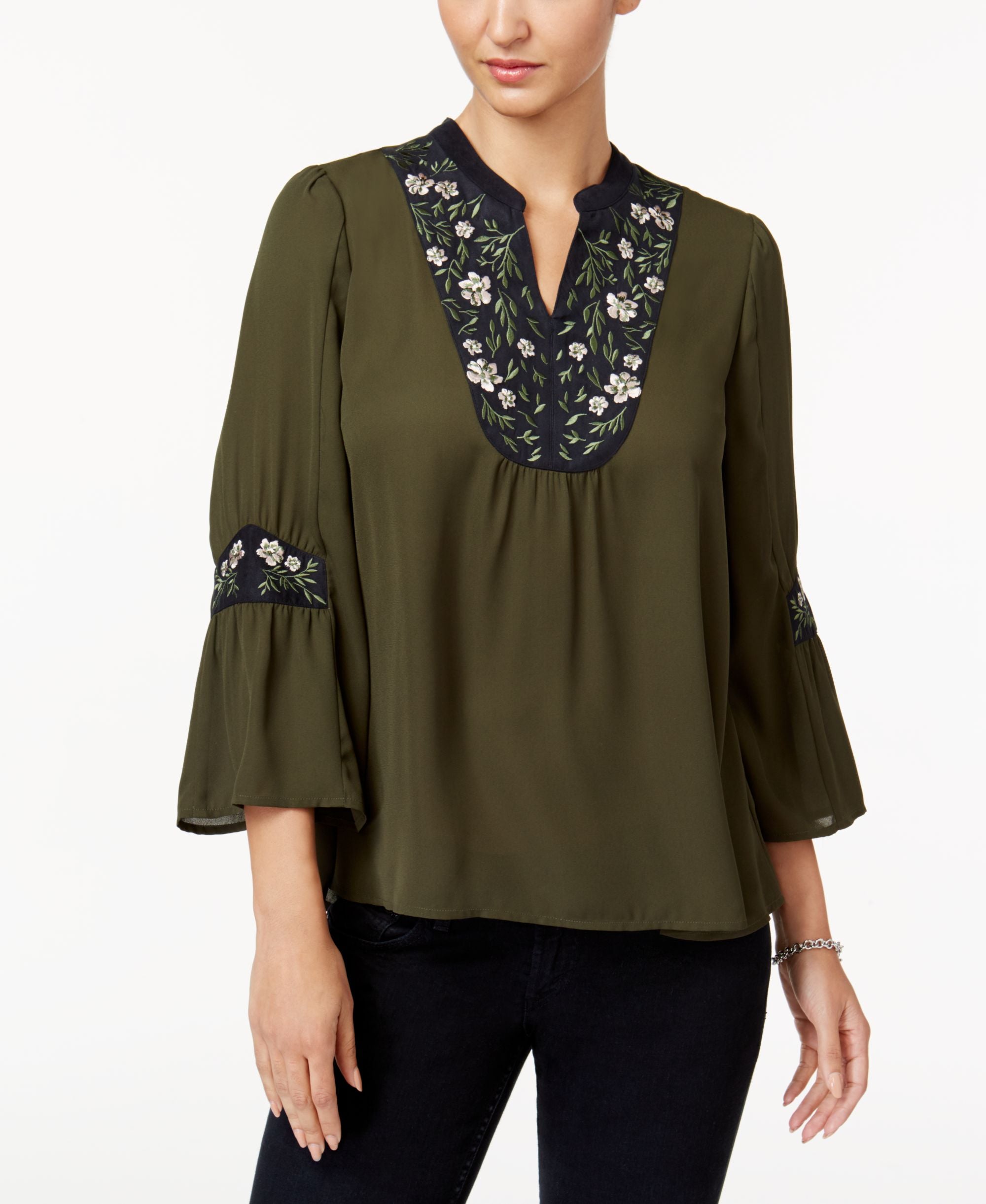 Style & Co Embroidered Peasant Top