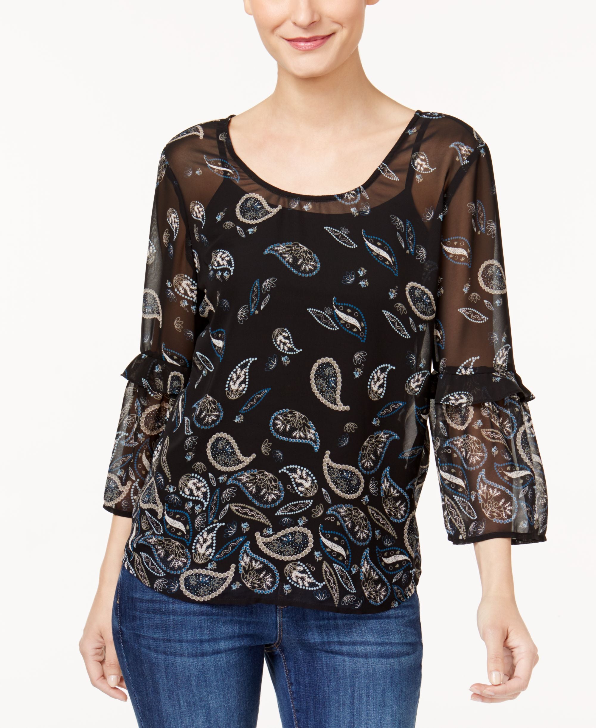 Style & Co Printed Crisscross Top
