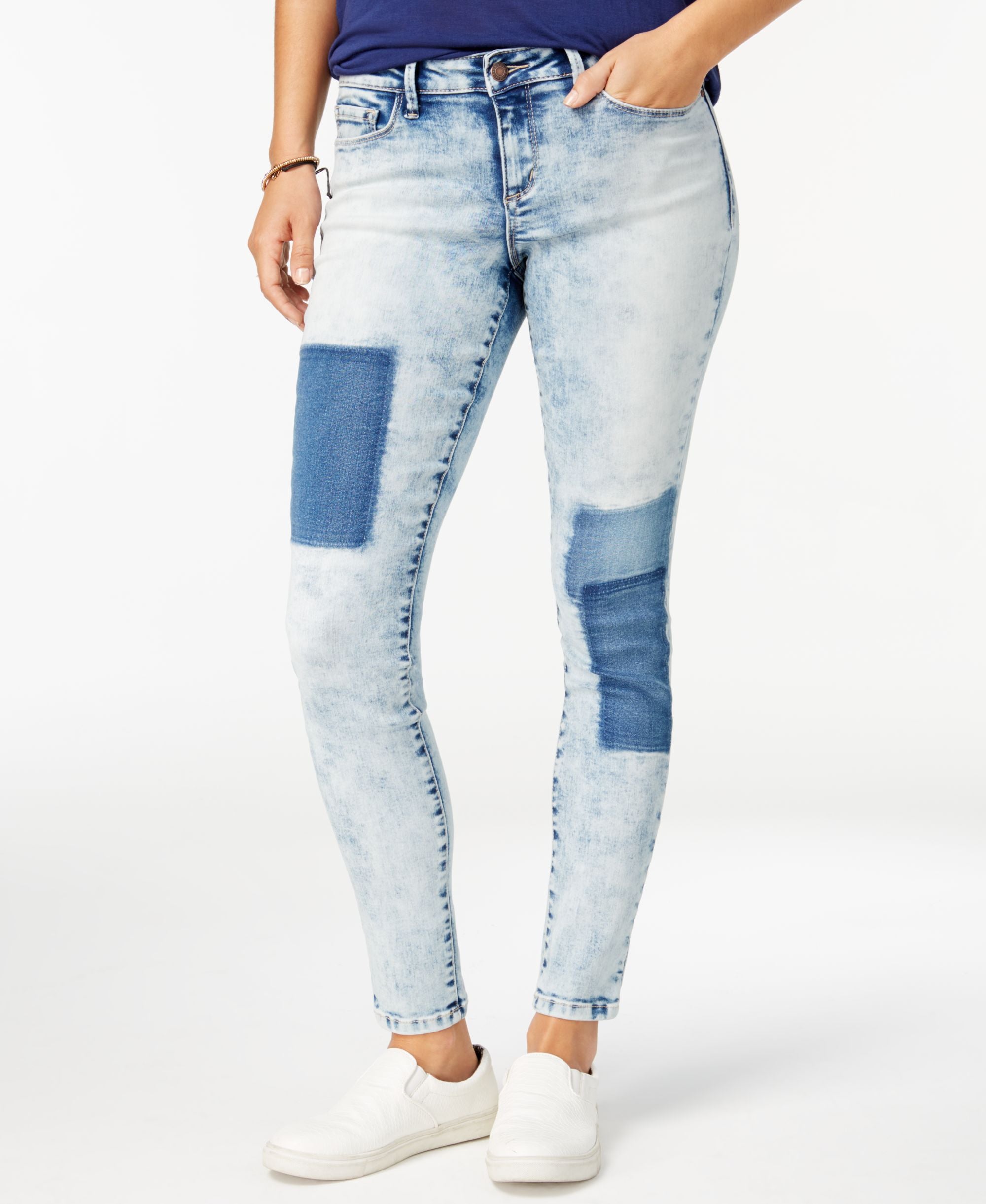 Black Daisy Juniors Billie Patchwork Skinny Jeans