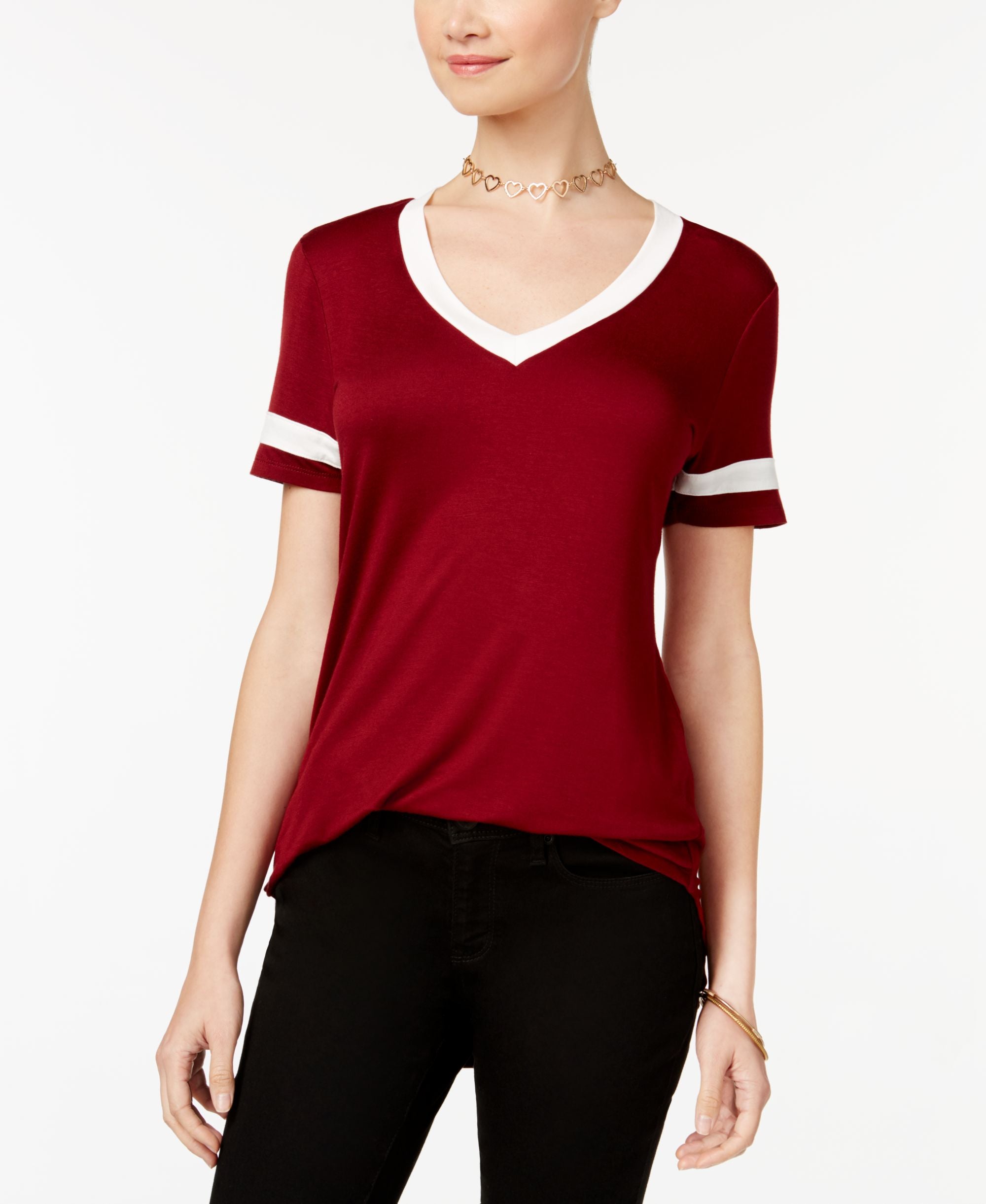 Ultra Flirt Juniors High Low Football T-Shirt