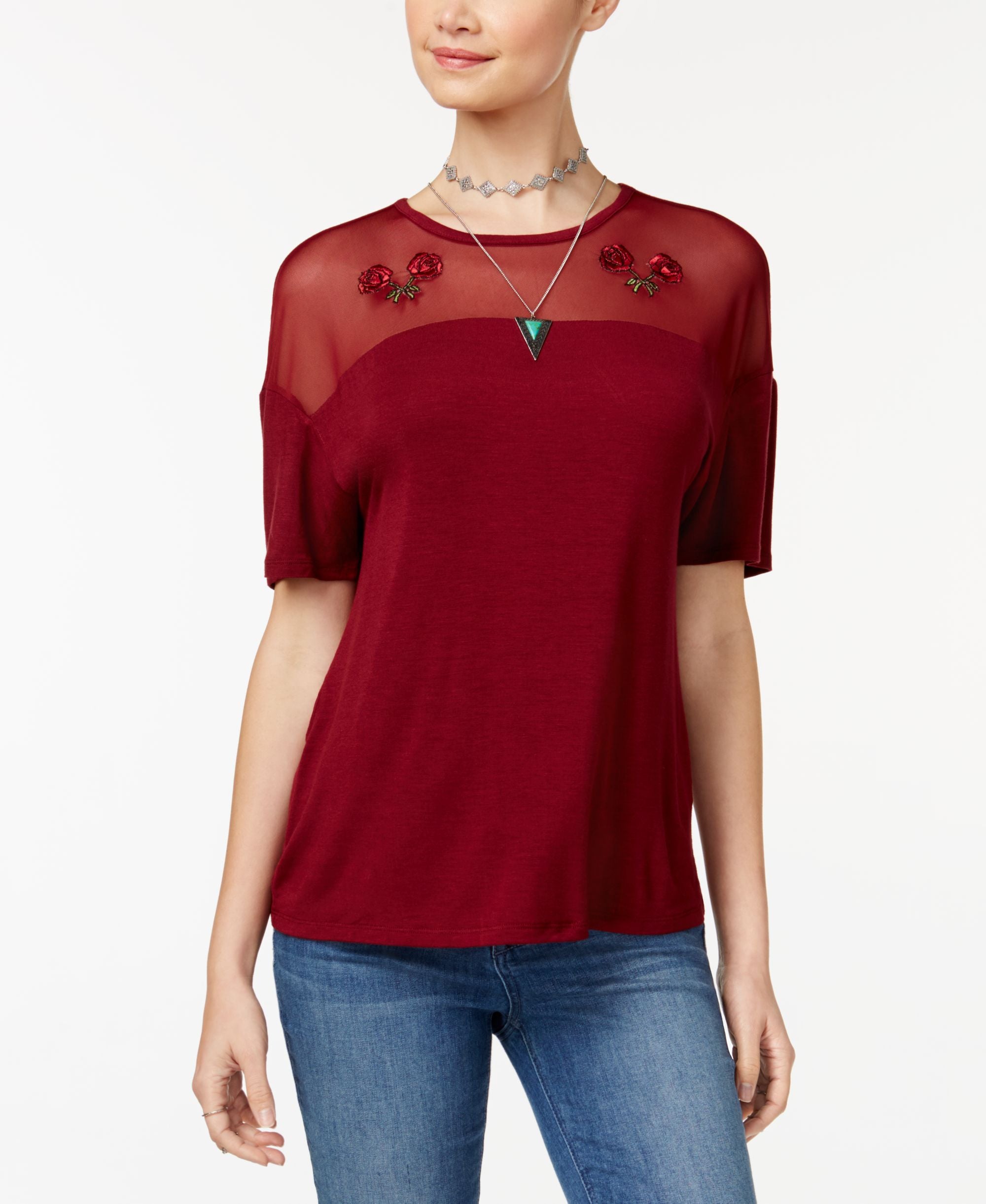 Rebellious One Juniors Mesh Yoke T-Shirt