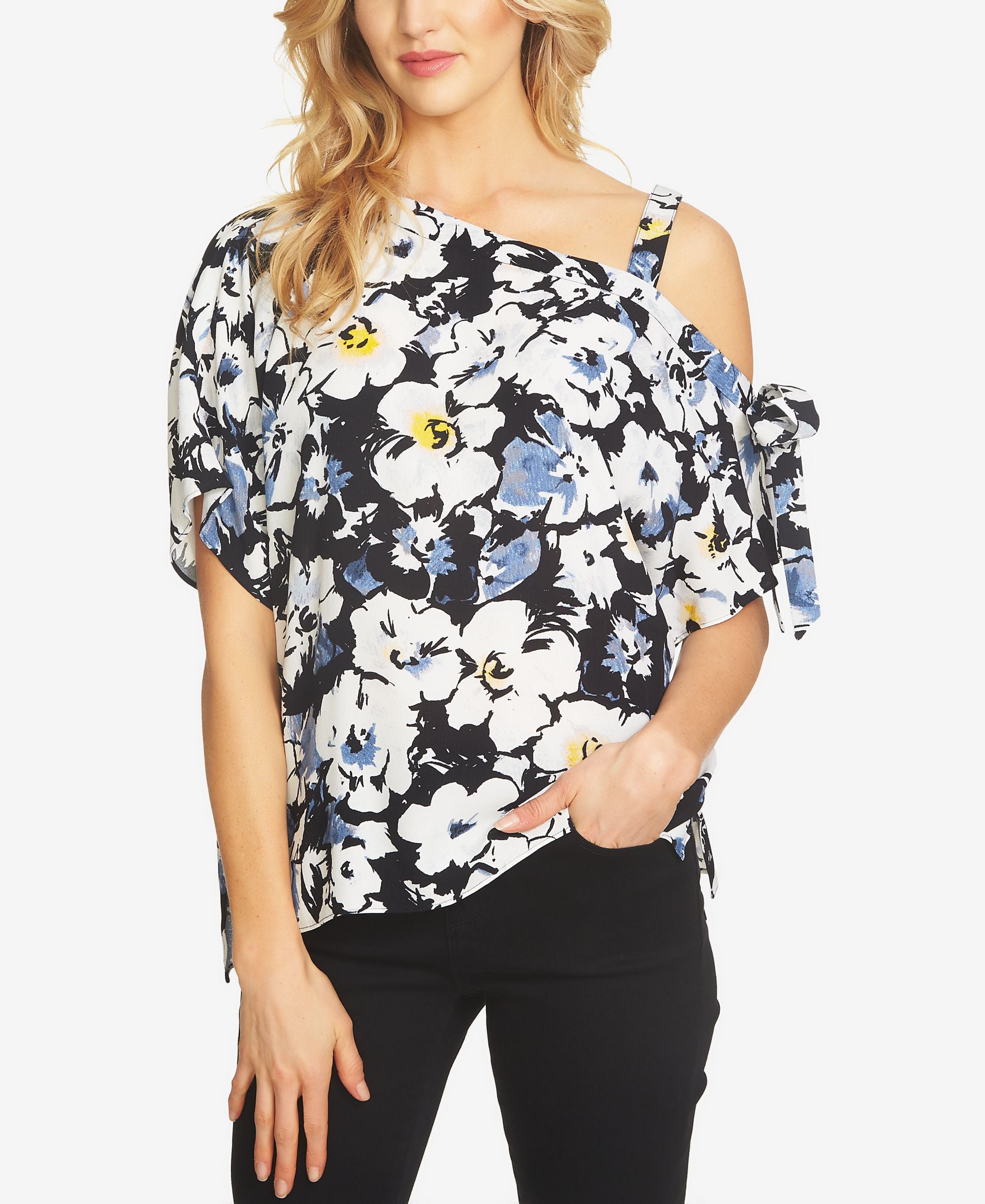 1.State Printed One Shoulder Top