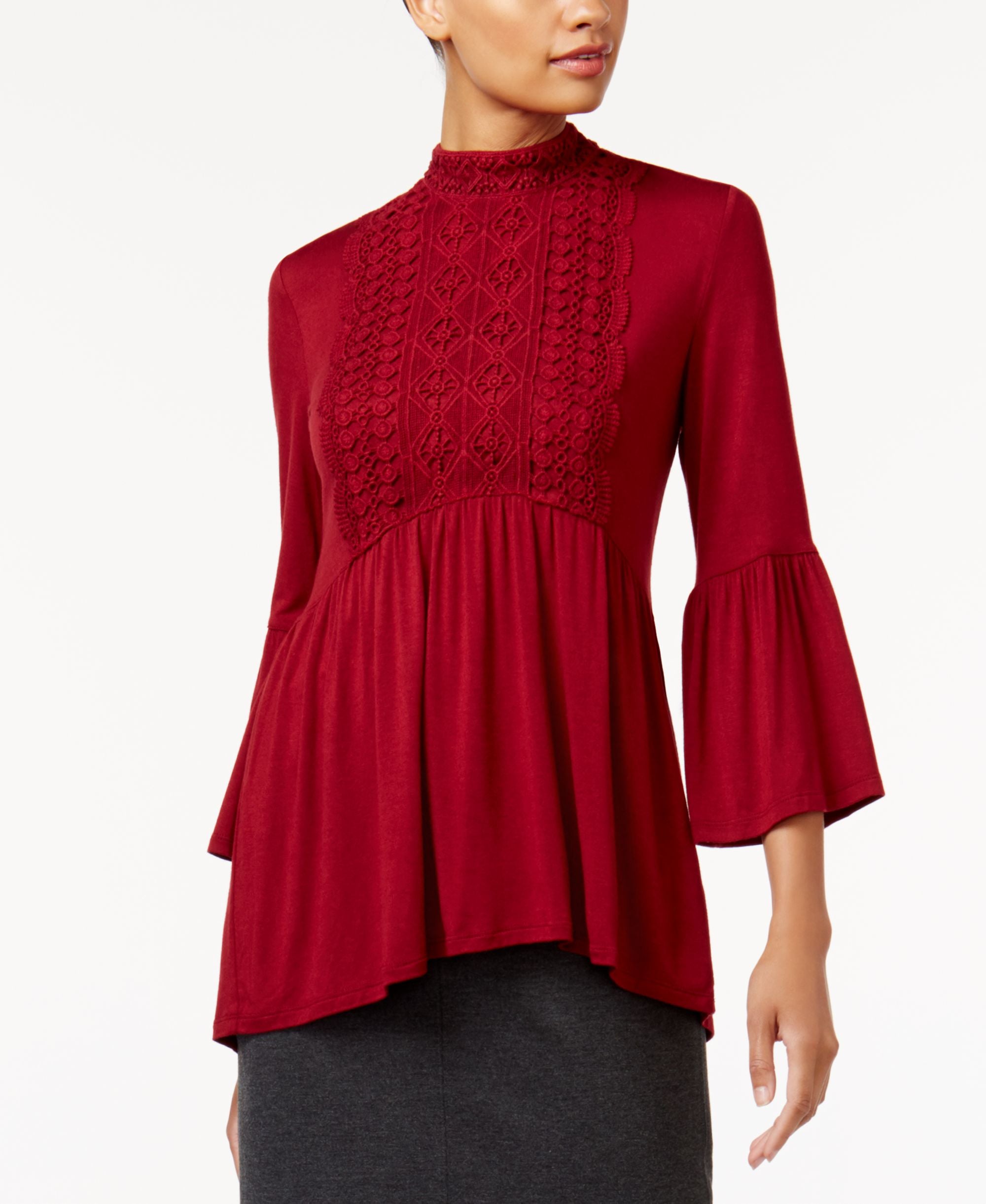Jpr Lace Trim Peasant Top