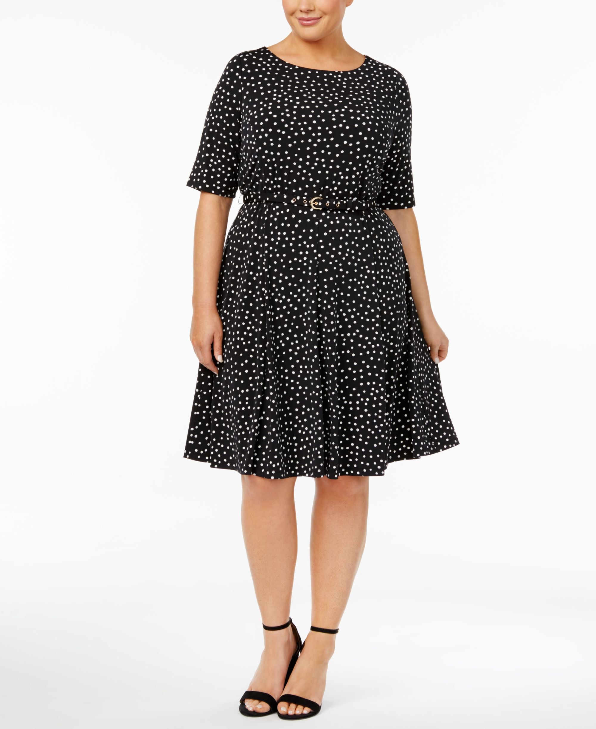 Charter Club Plus Size Dot Print Belted Dress