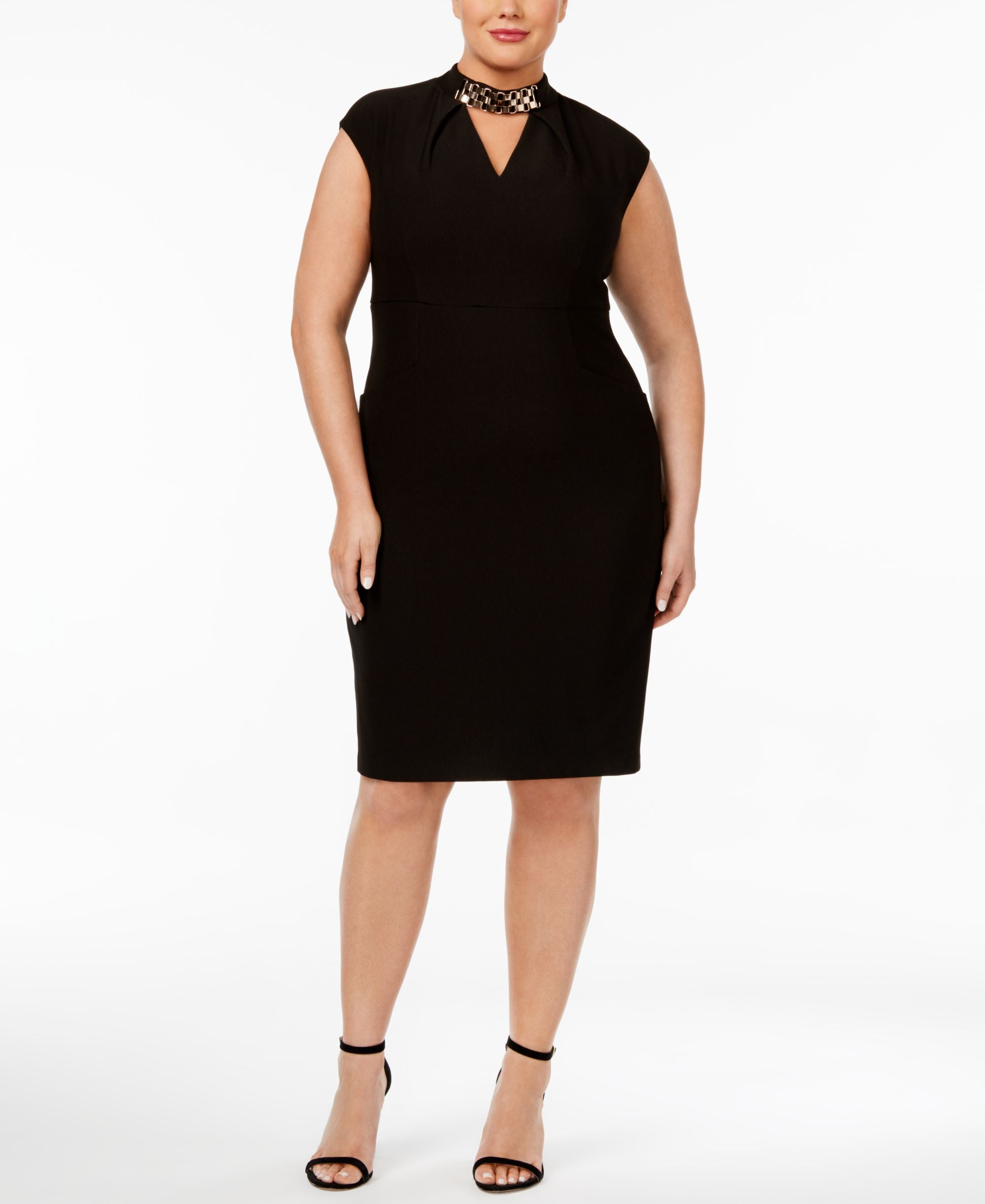 Sangria Plus Size Chain Link Mock Neck Dress