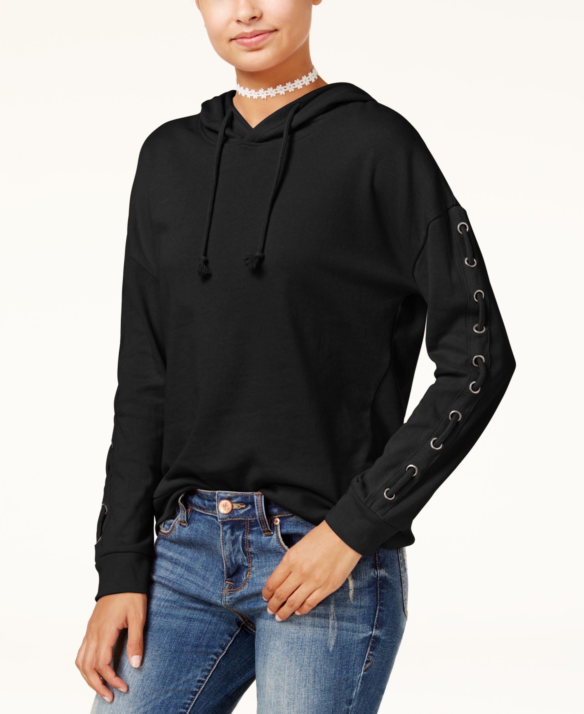 Hippie Rose Juniors Lace Up Hoodie
