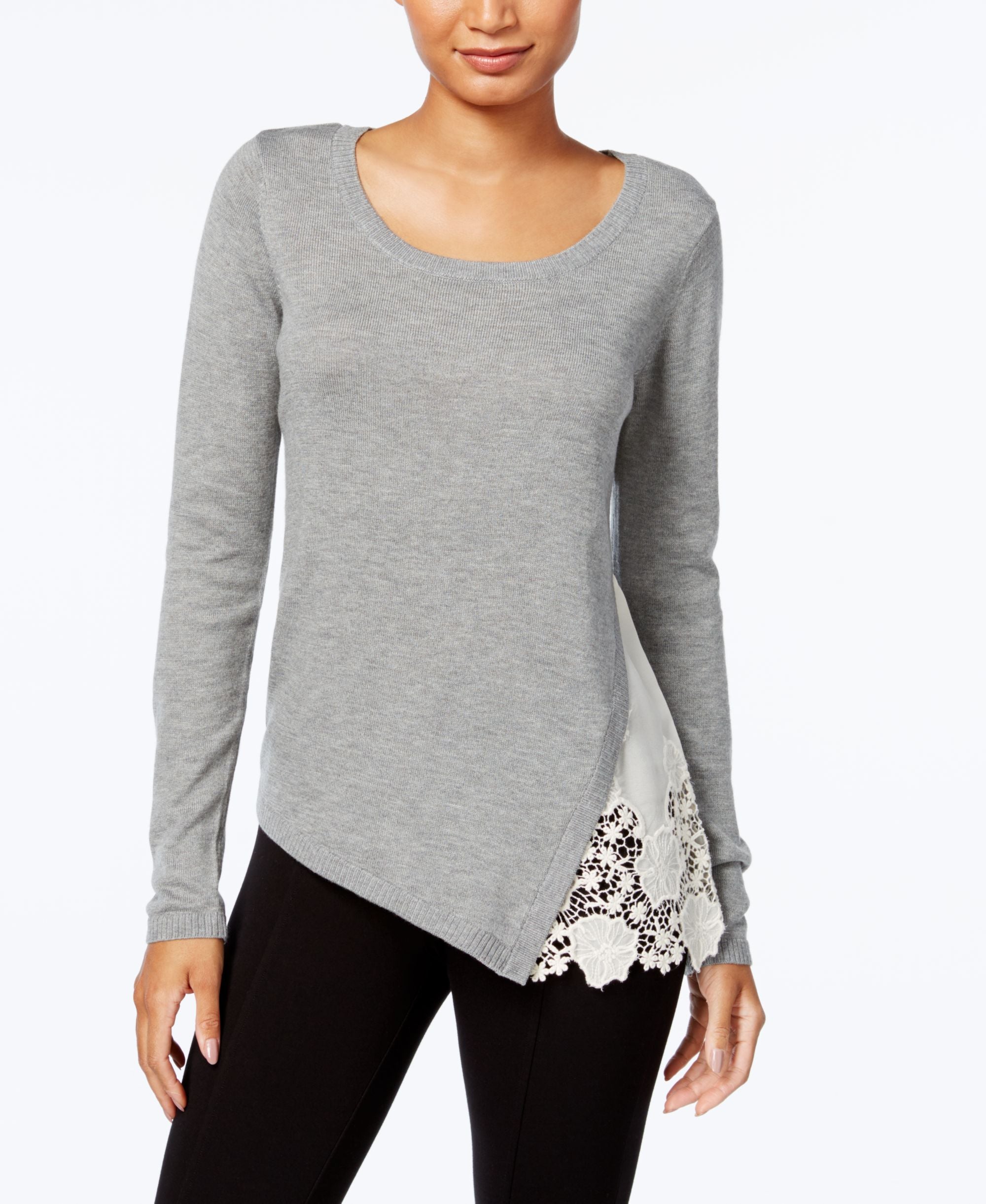 Kensie Lace Trim Sweater