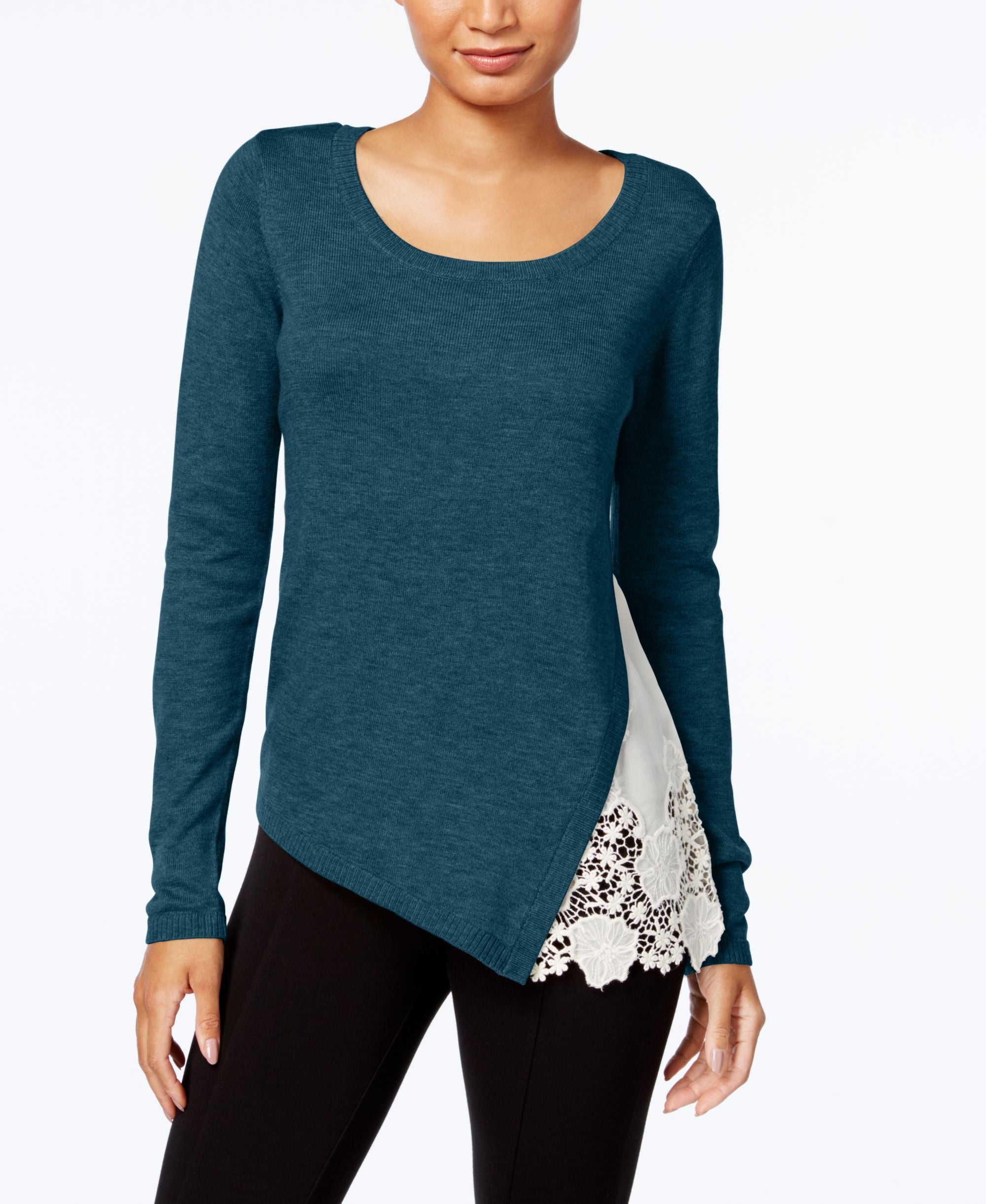 Kensie Lace Trim Sweater