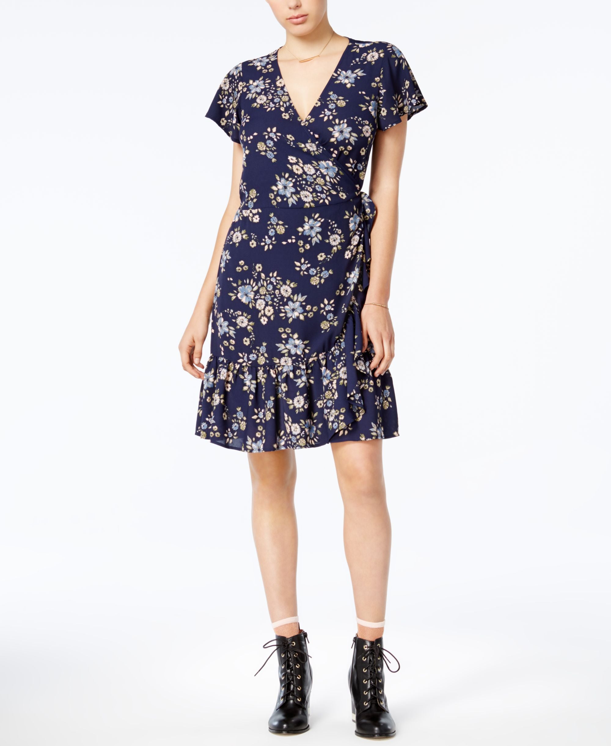 Maison Jules Ruffled Faux Wrap Dress