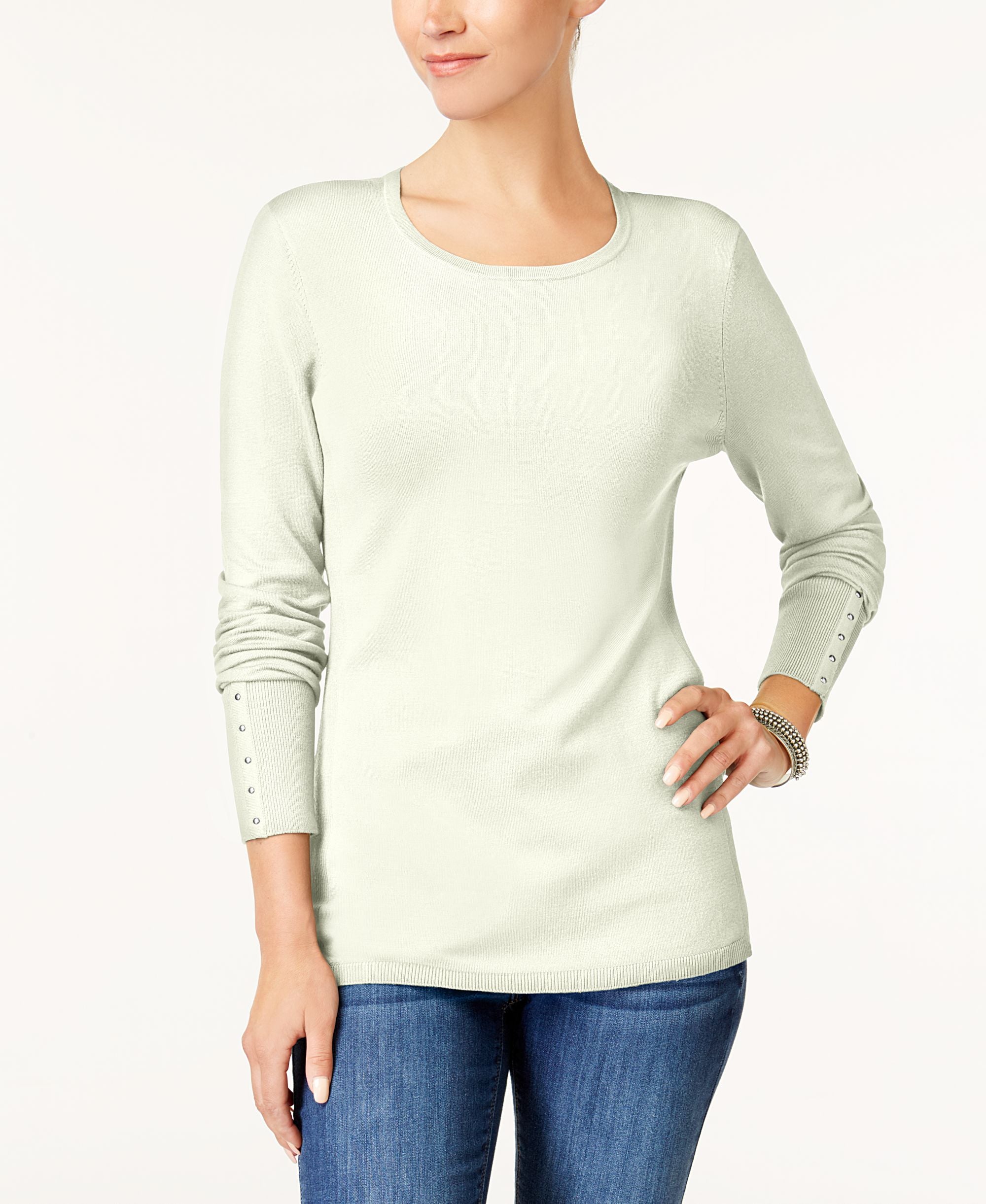 JM Collection Rivet Detail Sweater
