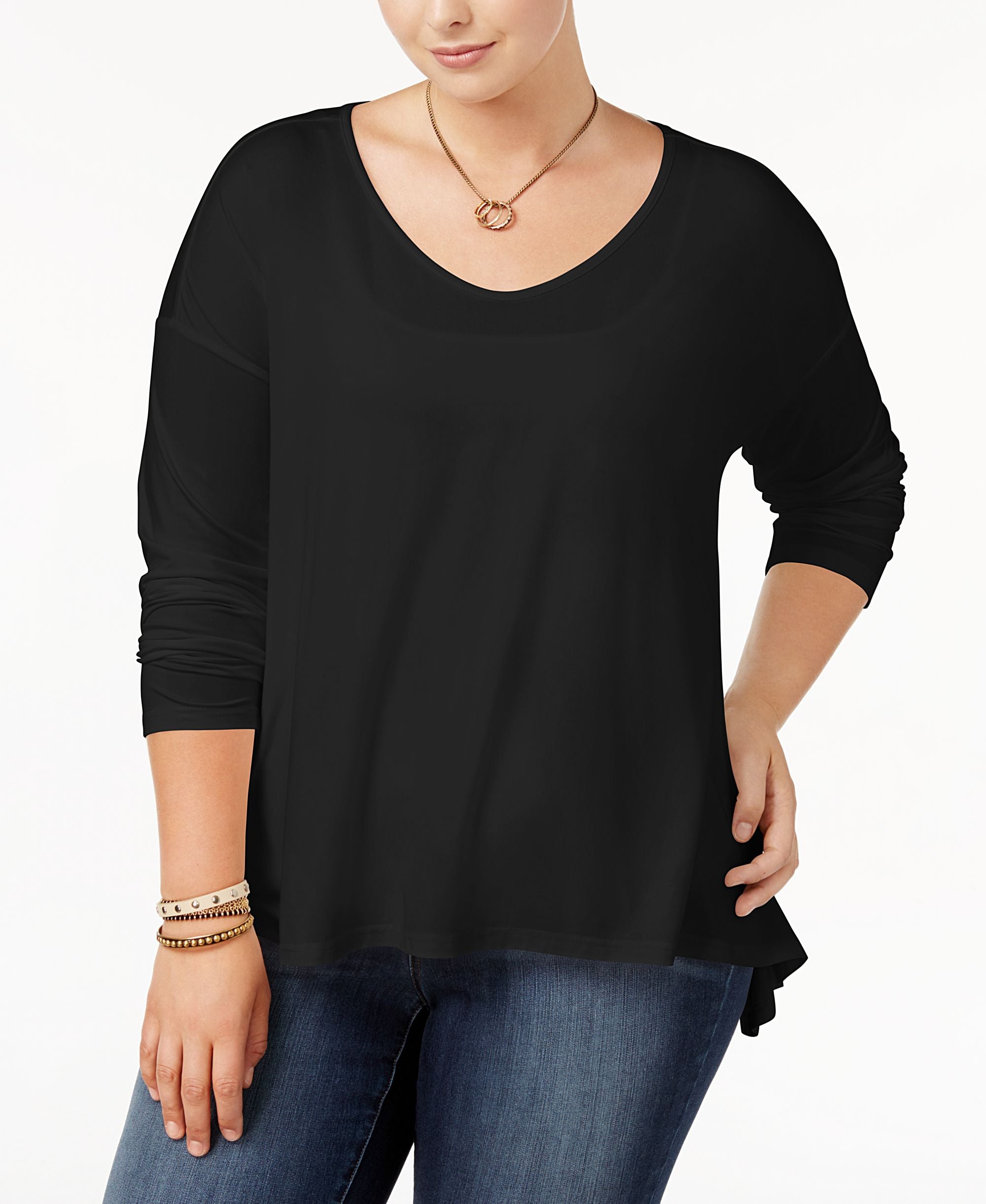 Say What Trendy Plus Size Long Sleeve Swing Top