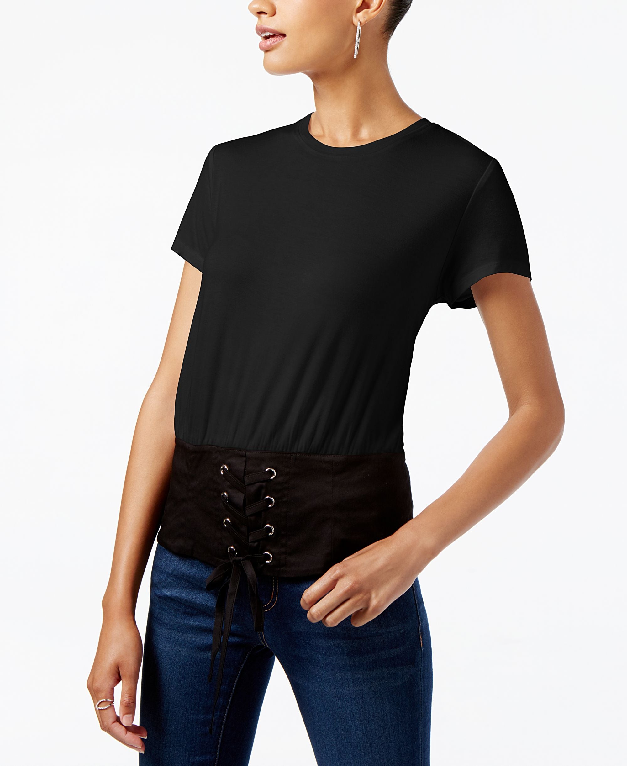 INC International Concepts Colorblocked Corset T-Shirt