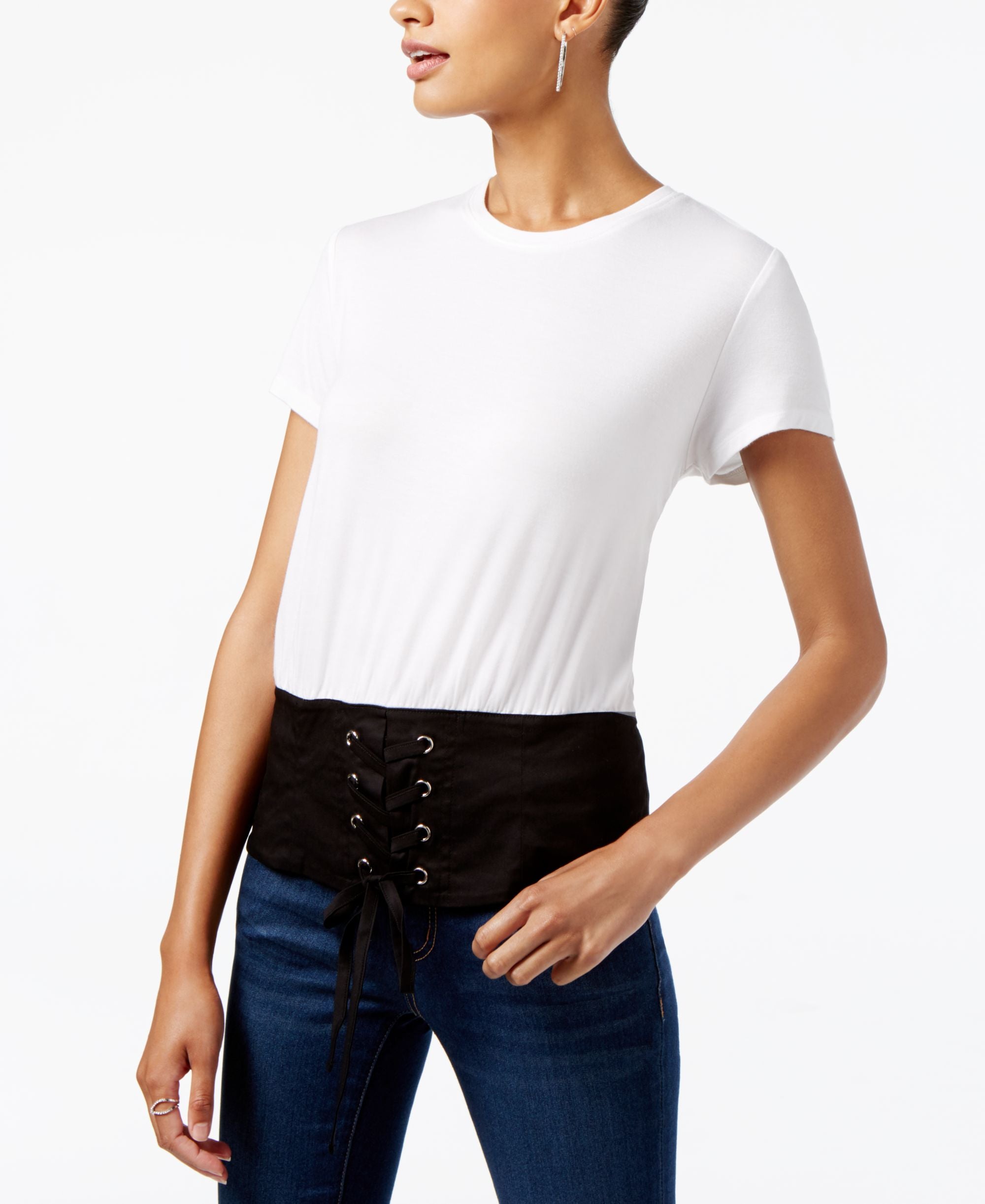 INC International Concepts Colorblocked Corset T-Shirt