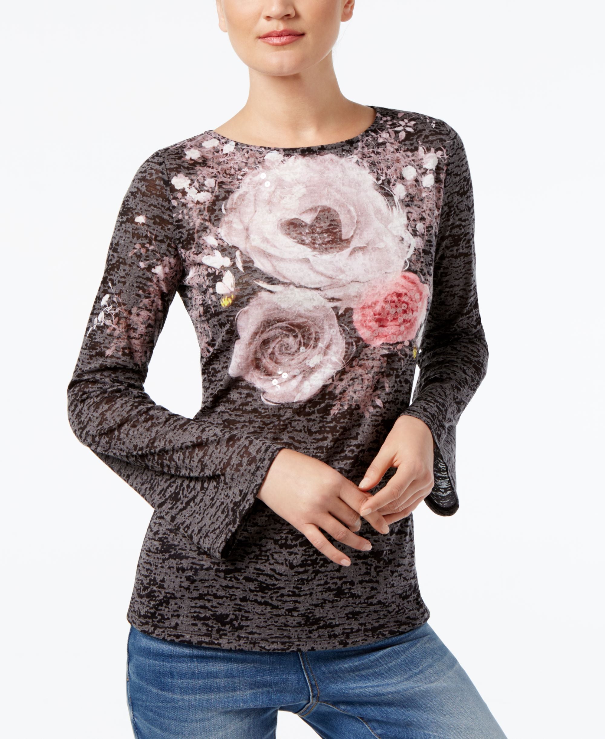 INC International Concepts Printed Burnout Top