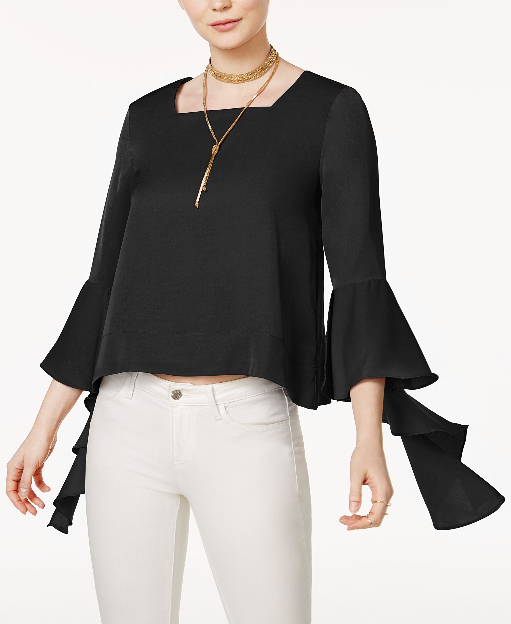 J.O.A. Cascading Bell Sleeve Top