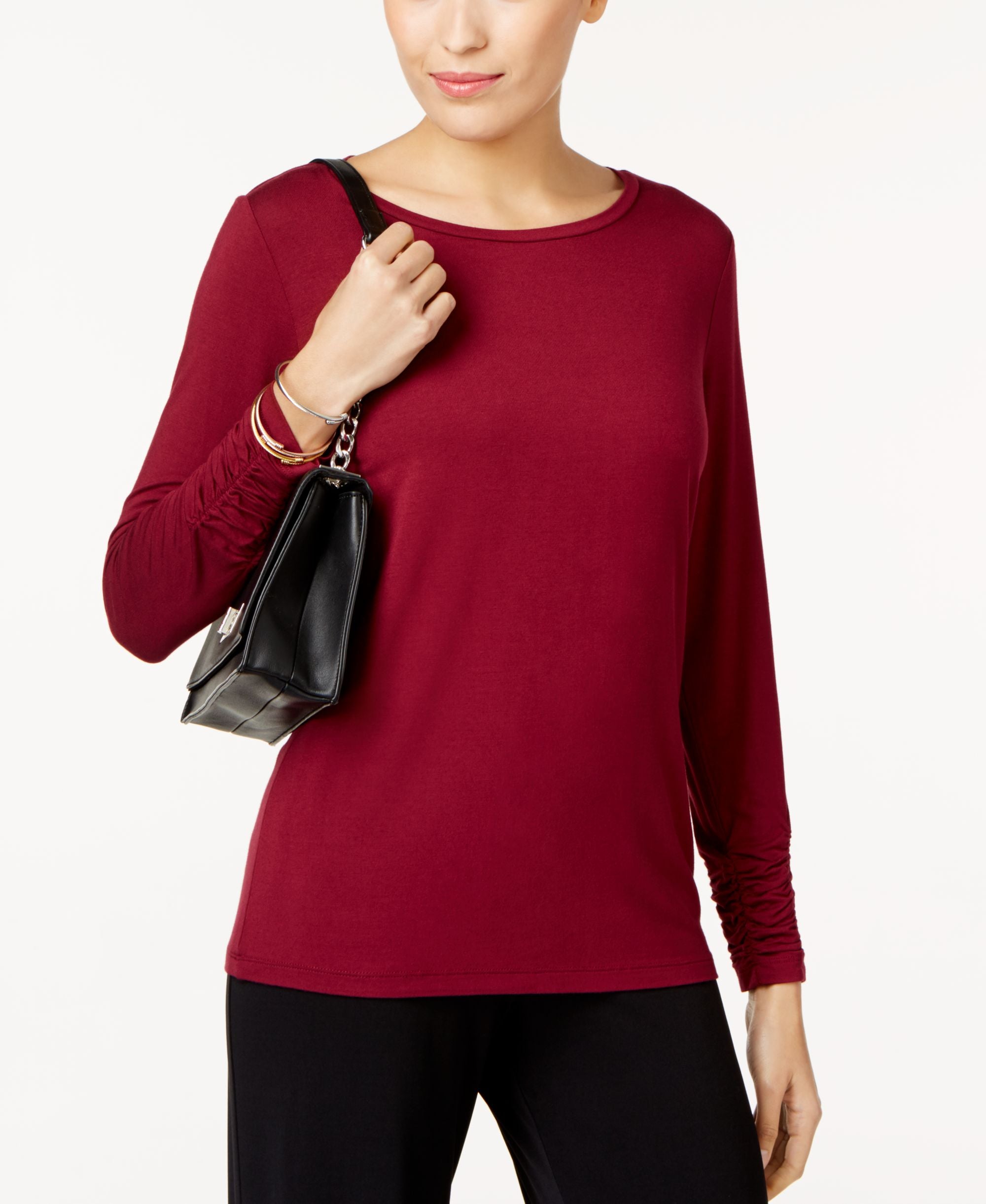 Alfani Long Sleeve Ruched Top
