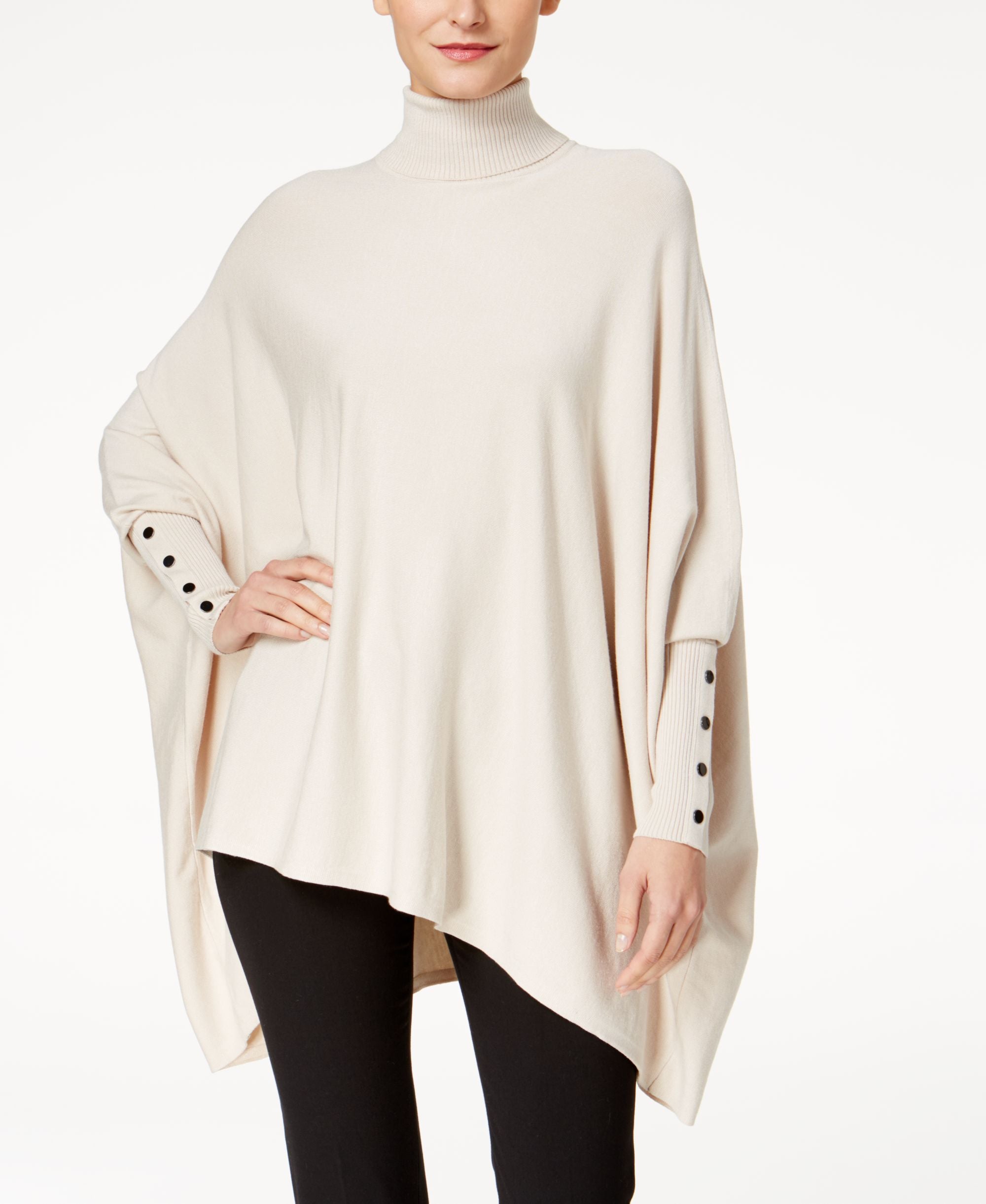 Alfani Petite Turtleneck Poncho Sweater