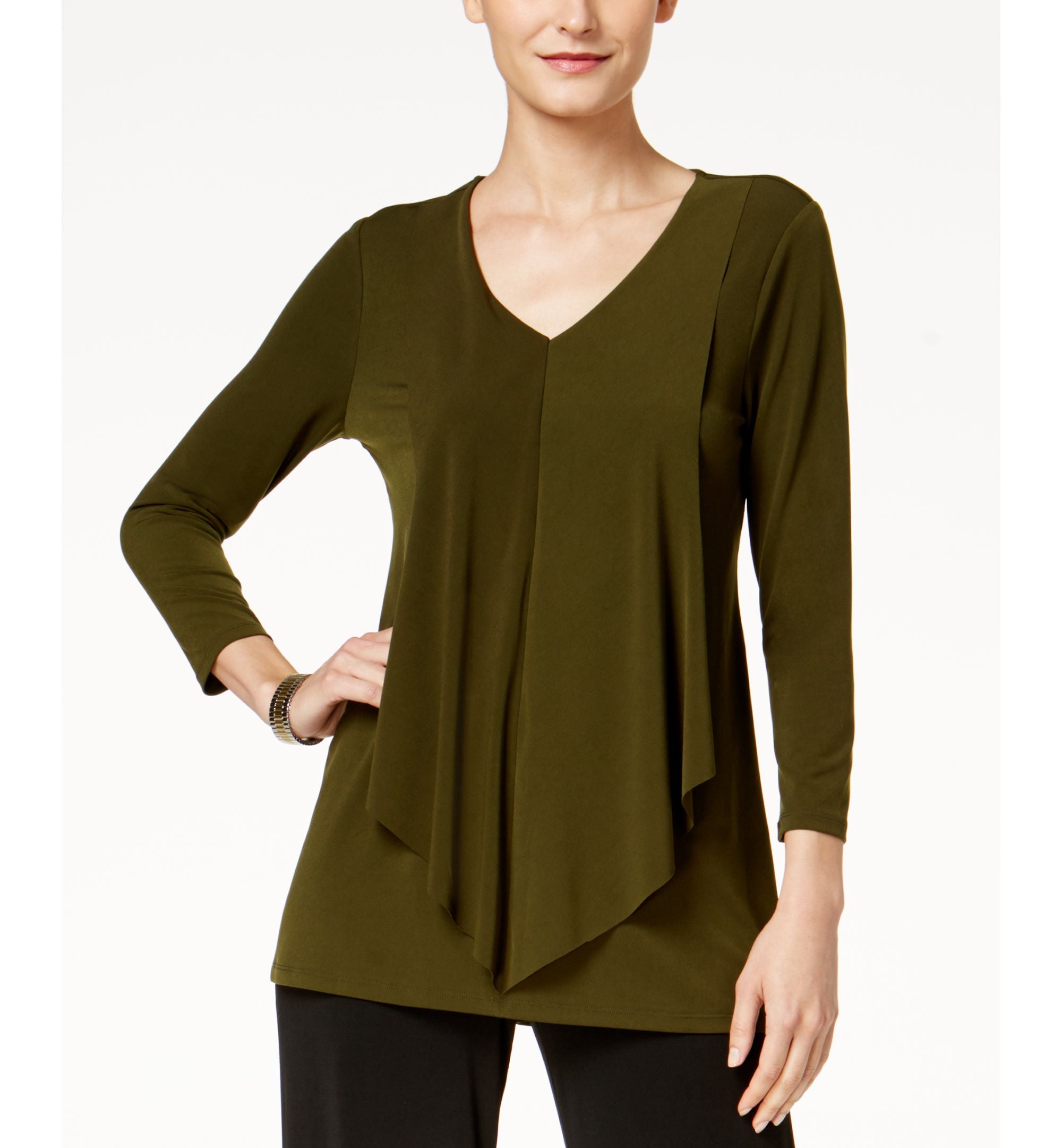 Alfani Petite Draped Layered Look Top